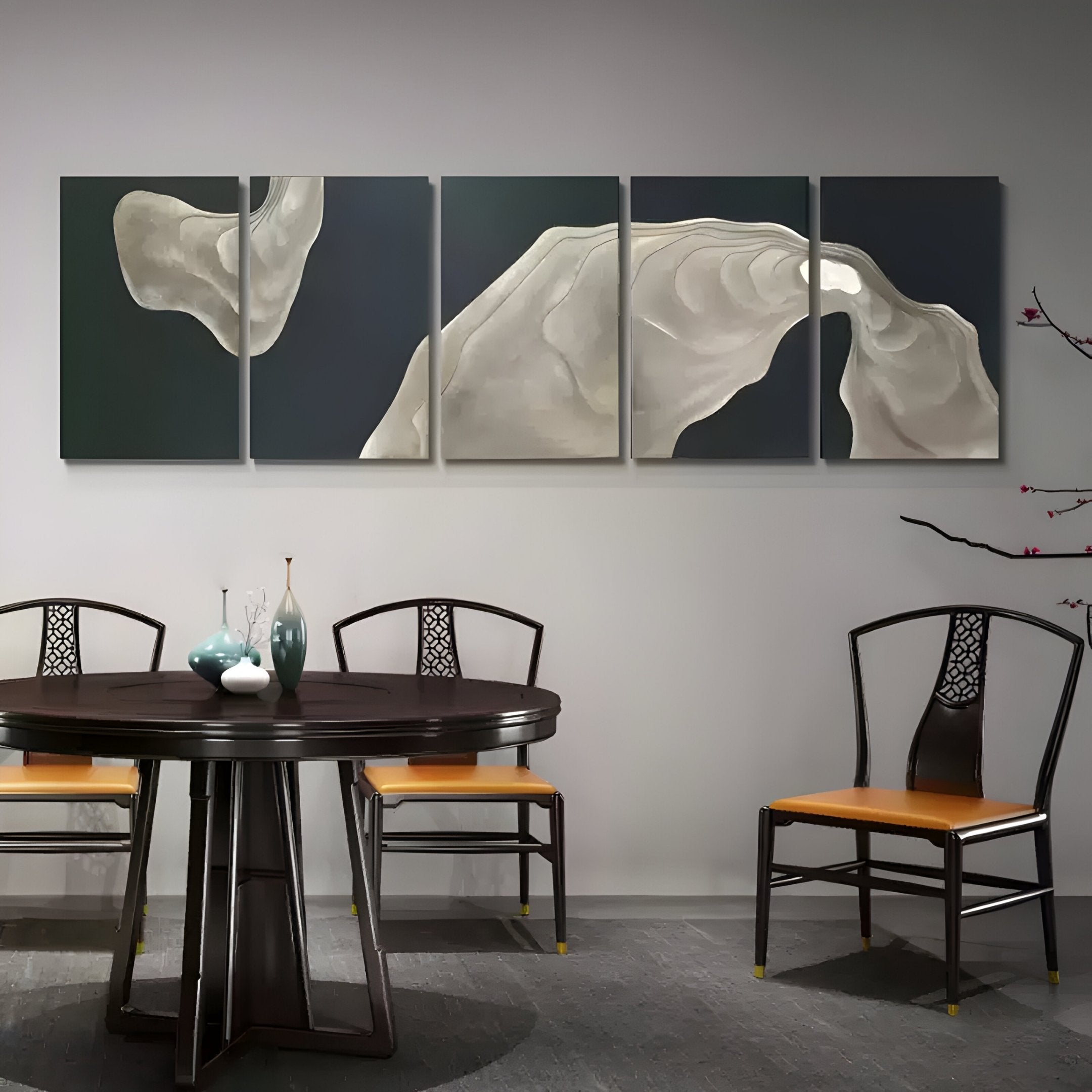 Alvarae 5-Panel Flowform Wood Carving 3D Wall Art