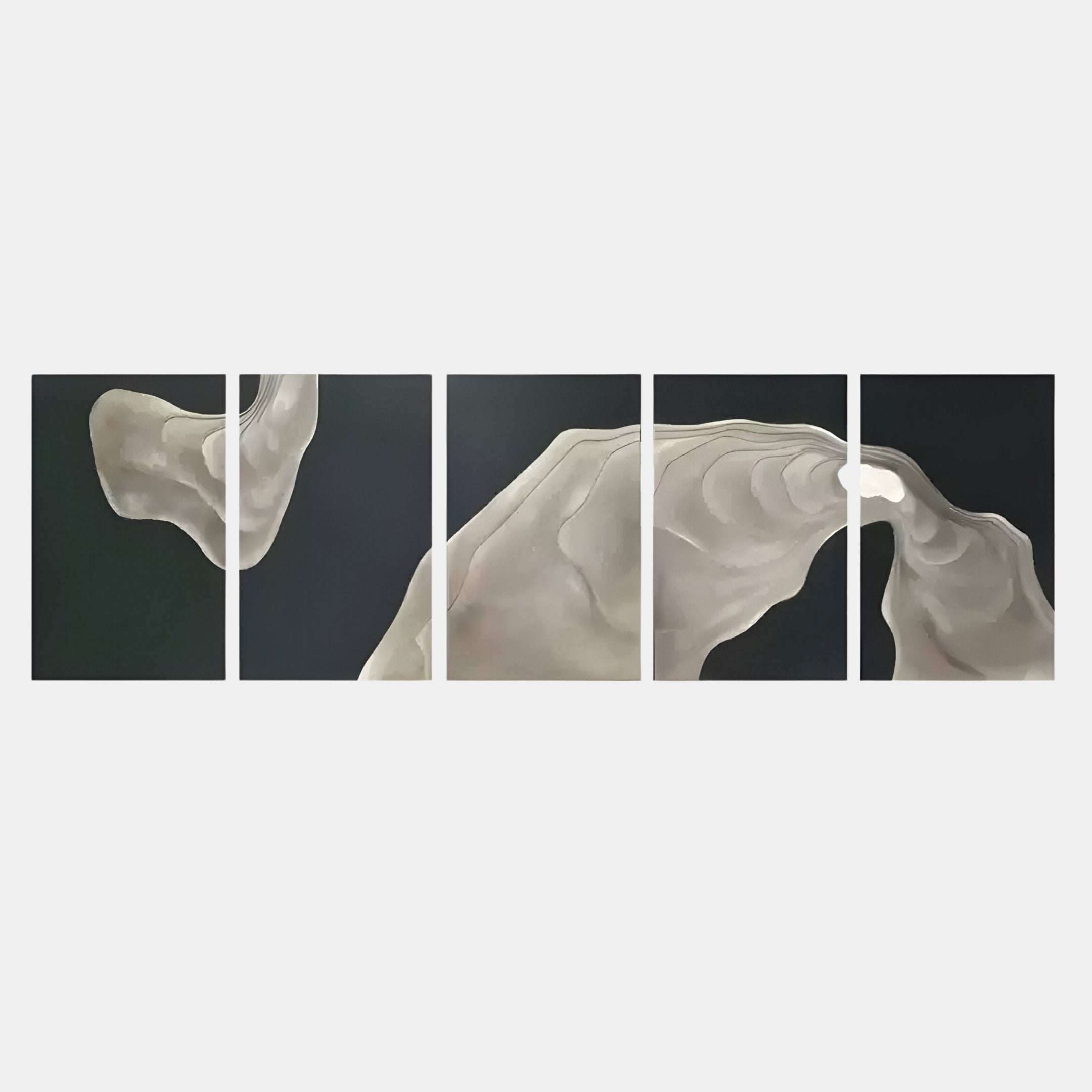 Alvarae 5-Panel Flowform Wood Carving 3D Wall Art