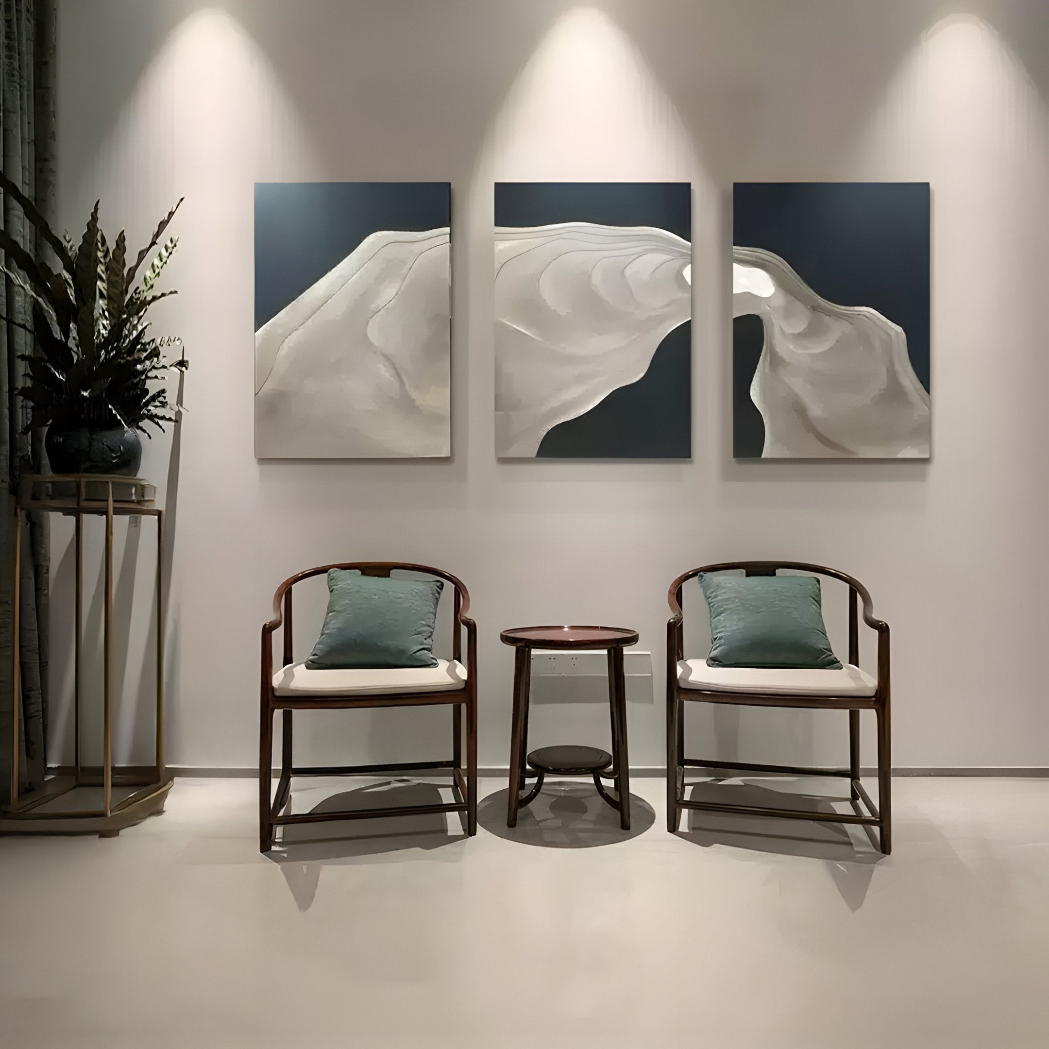 Alvarae 3-Panel Flowform Wood Carving 3D Wall Art