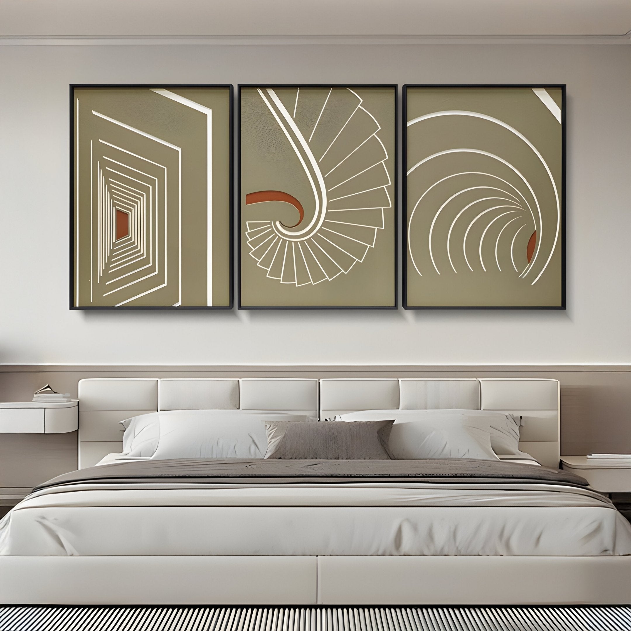 Kairo Linear Depth Olive 3D Carving Wall Art