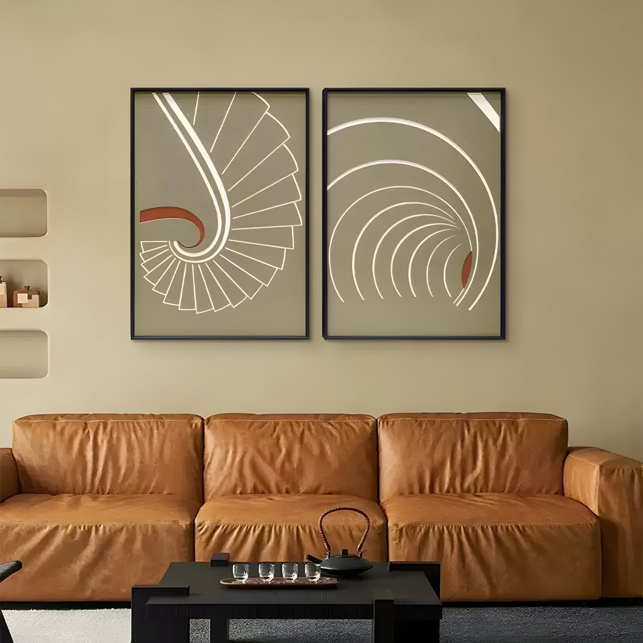 Kairo Spiral Sweep Olive 3D Carving Wall Art