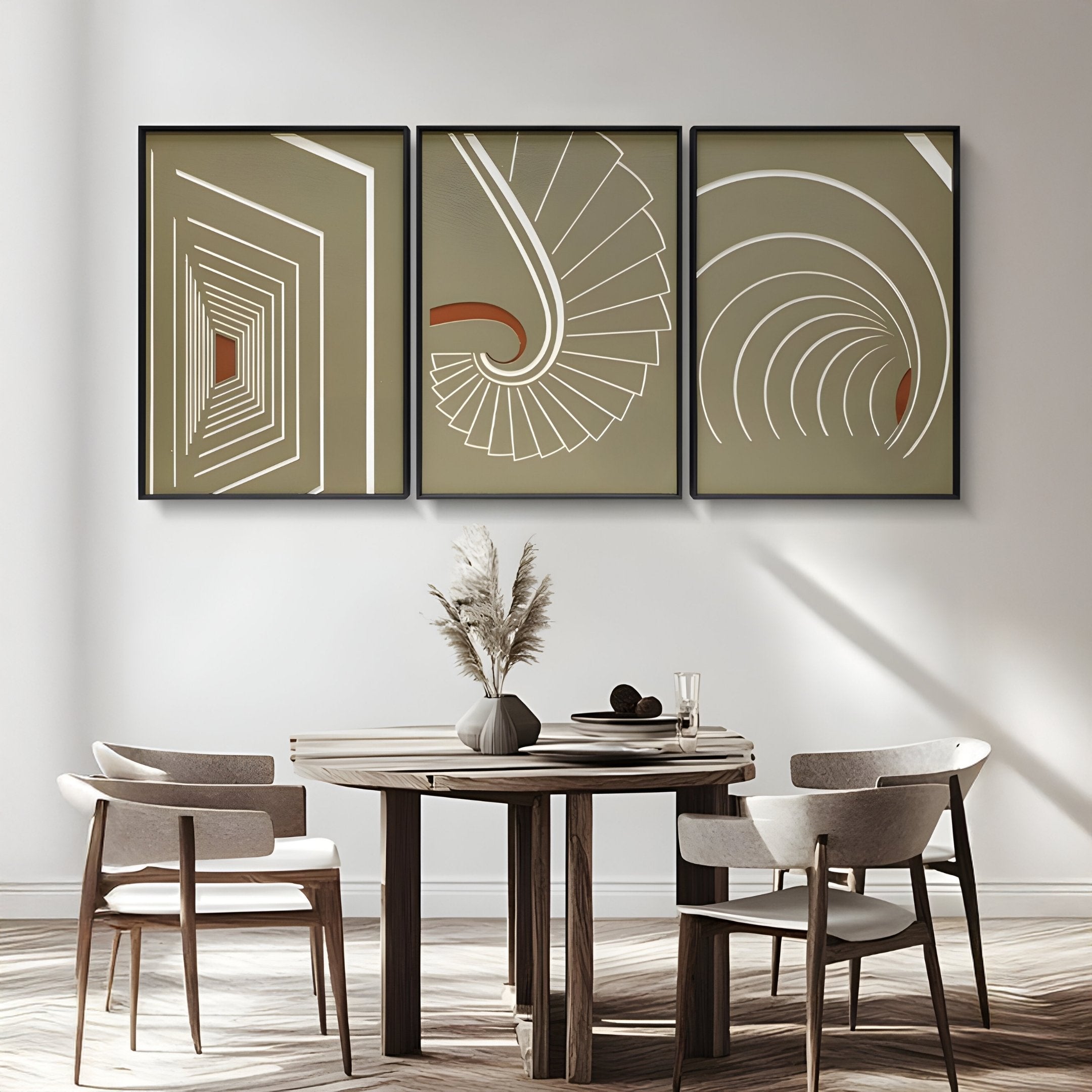 Kairo Radial Flow Olive 3D Carving Wall Art