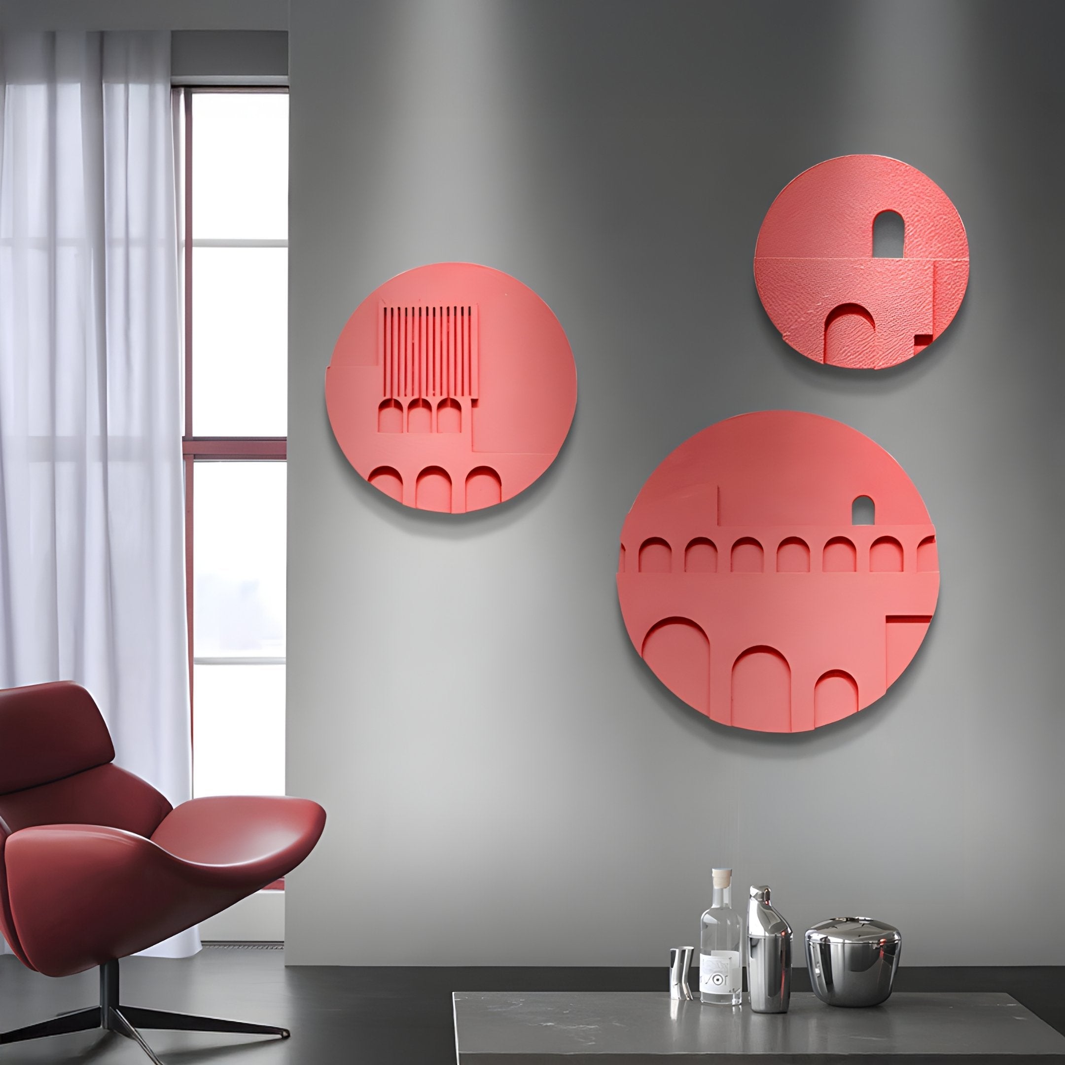 Arcuza Rose I Wood Carving Sandstone 3D Wall Art