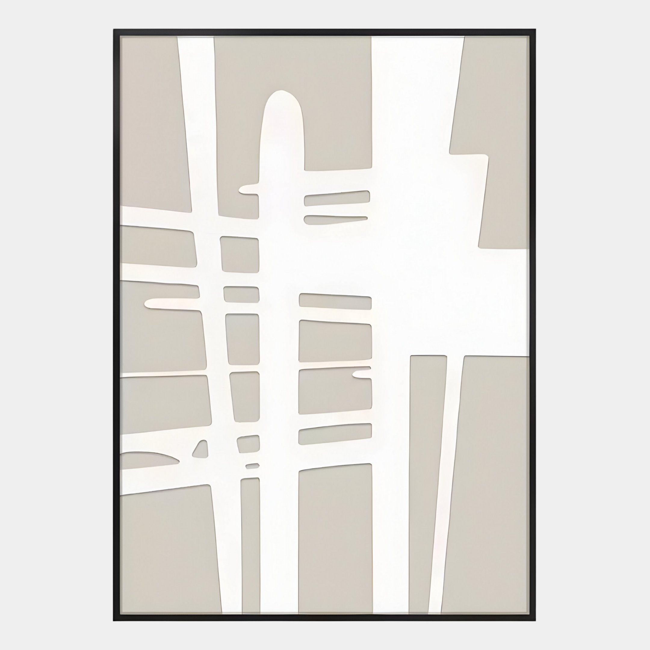 Deralin Taupe Grid Abstract 3D Carving Wall Art