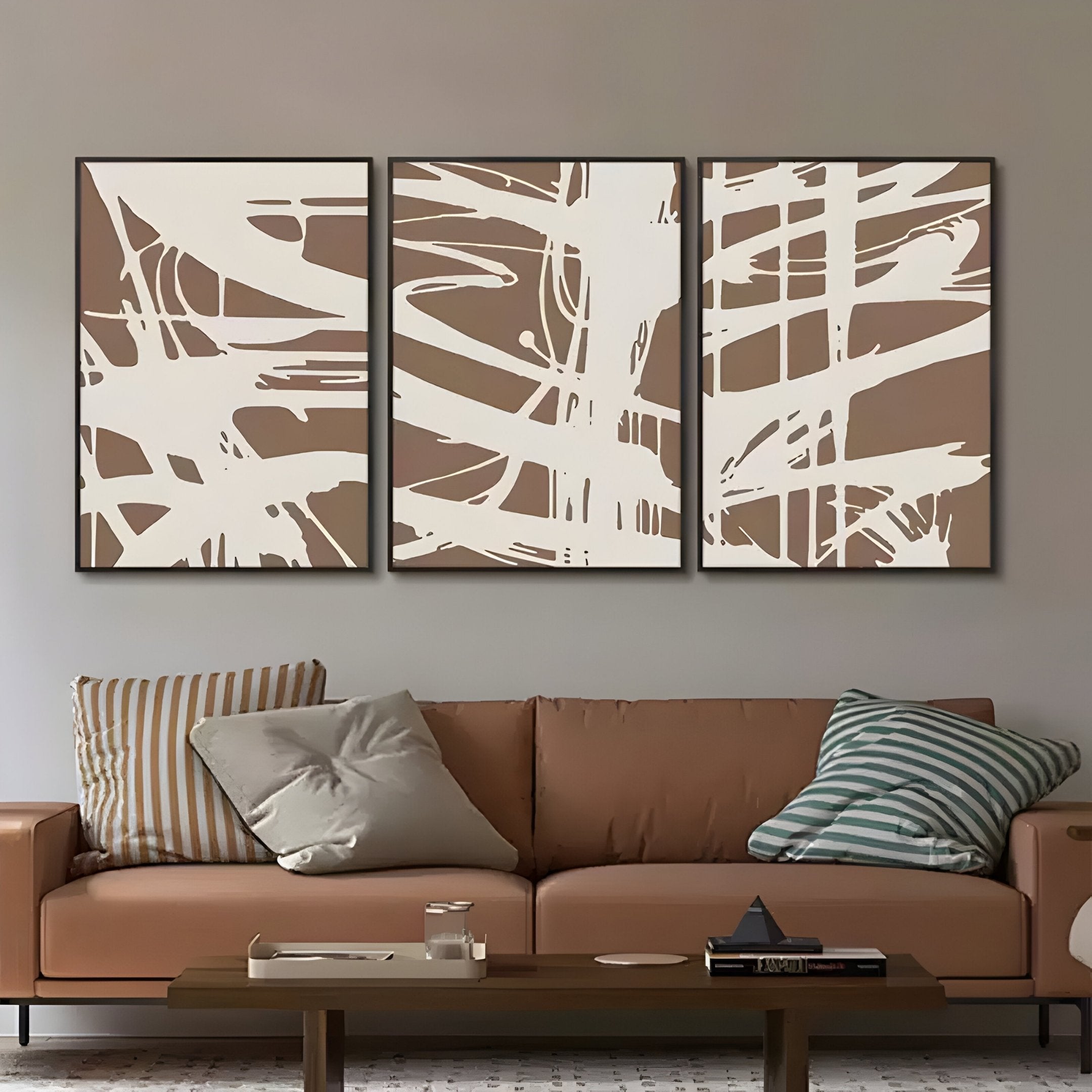 Deralin Mocha Stroke Abstract 3D Carving Wall Art