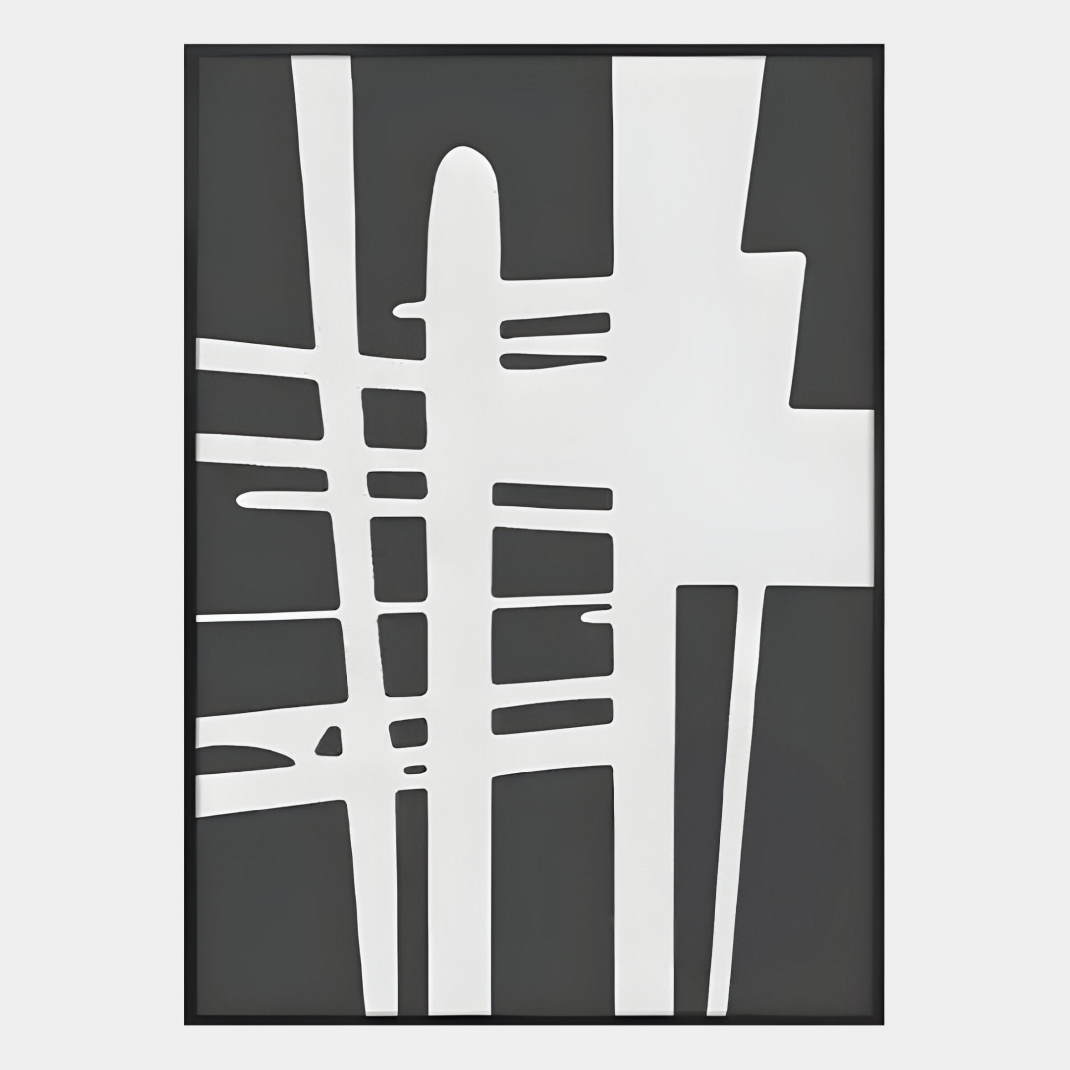 Deralin Charcoal Grid Abstract 3D Carving Wall Art