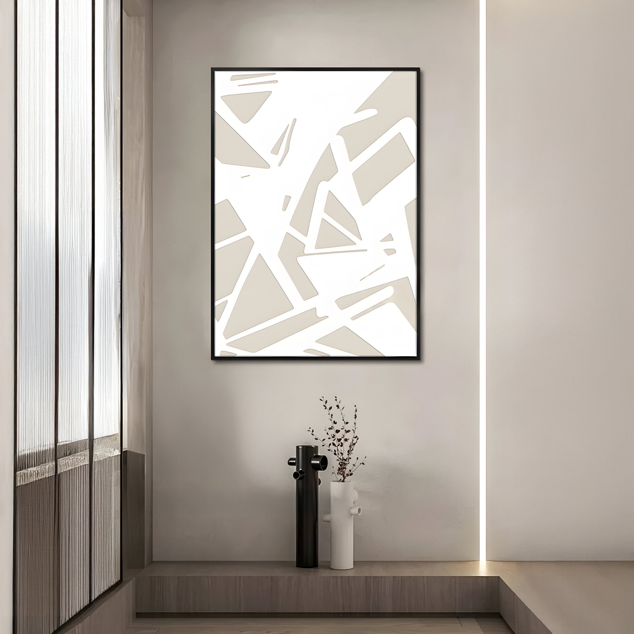 Deralin Taupe Angled Abstract 3D Carving Wall Art