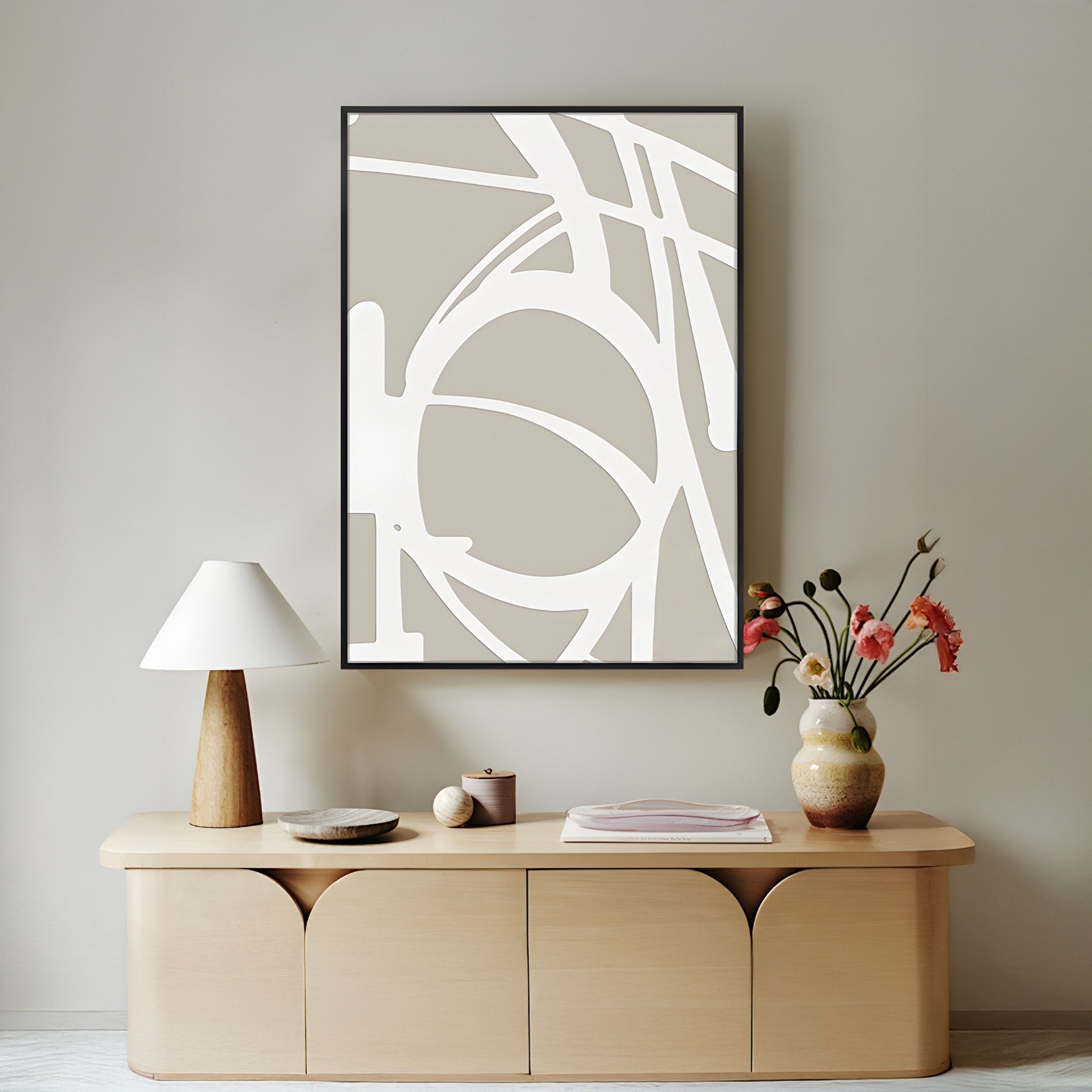 Deralin Taupe Orbital Abstract 3D Carving Wall Art