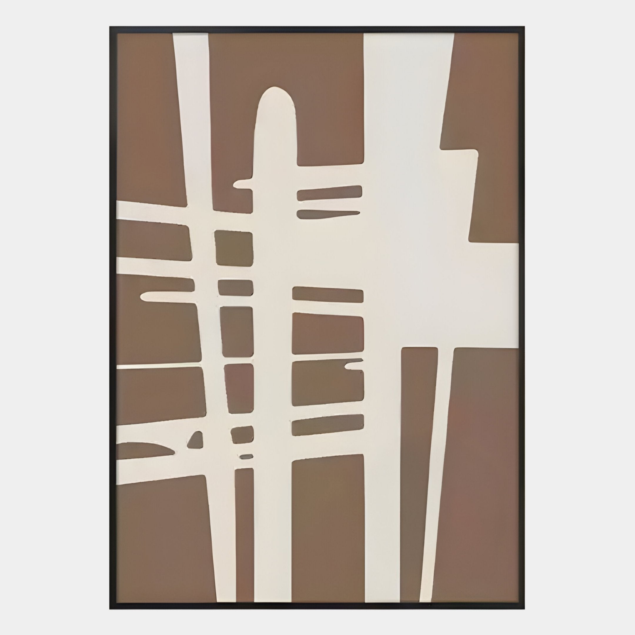 Deralin Mocha Grid Abstract 3D Carving Wall Art