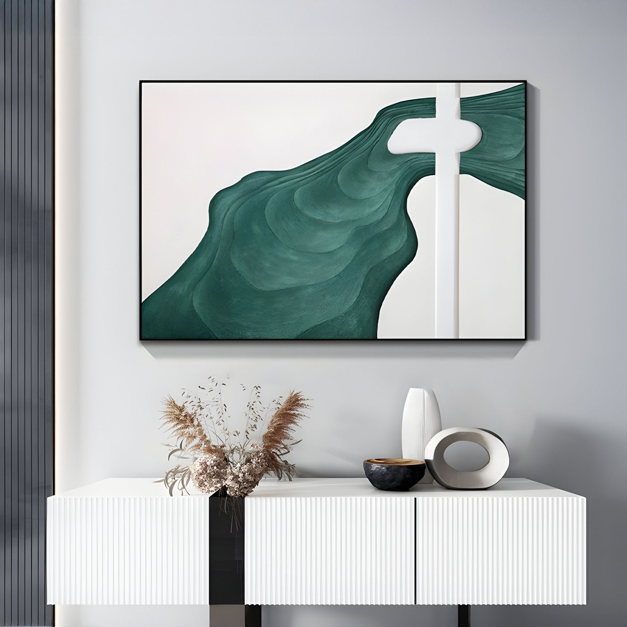 Fluvien Green Flow 3D Carving Wall Art