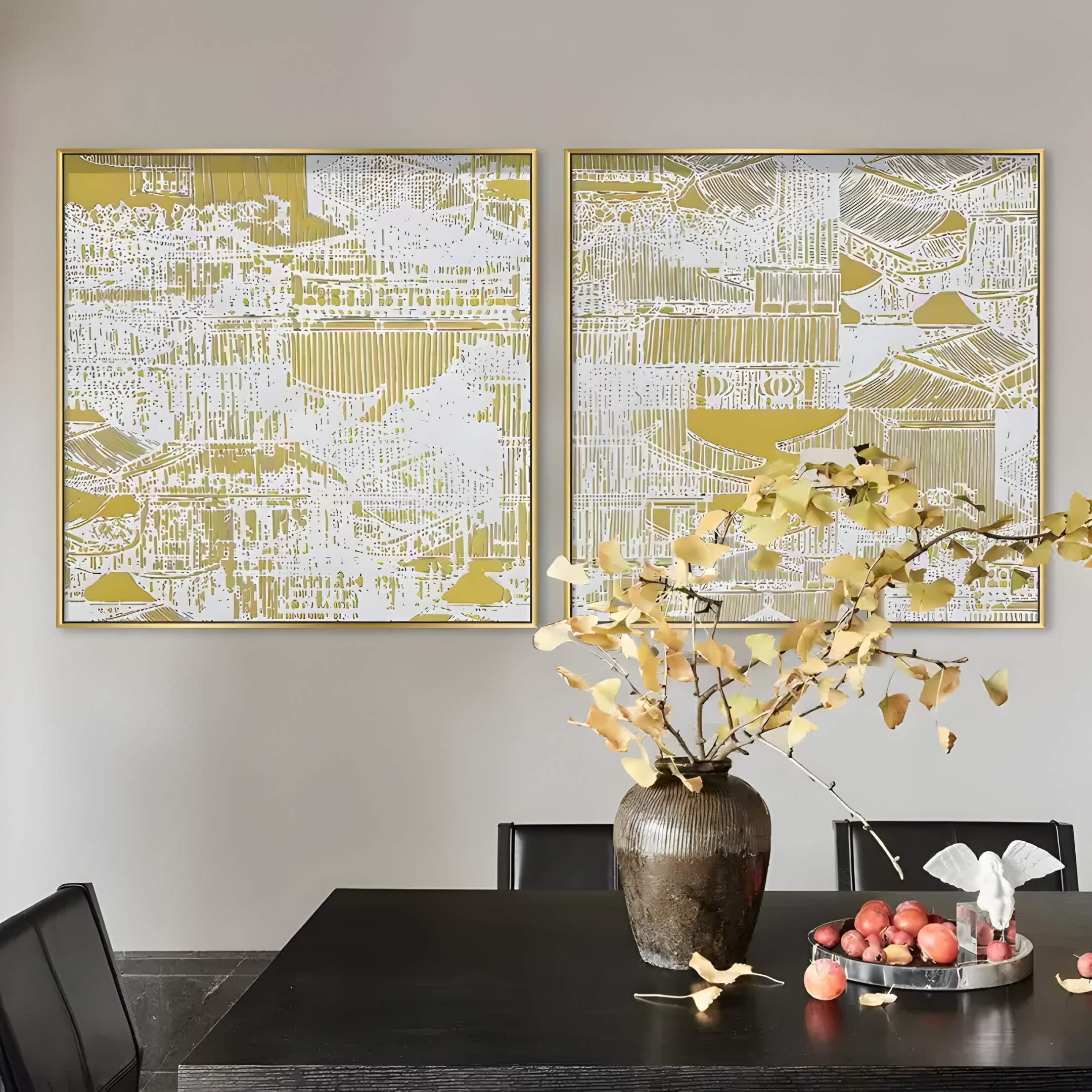 Orienta II Templescape Gold 3D Carving Wall Art