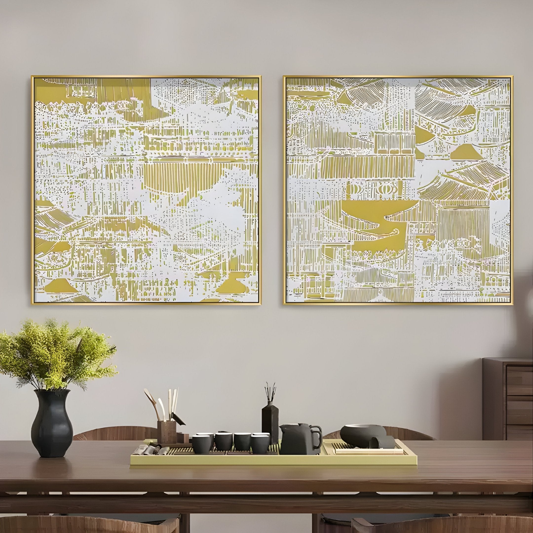 Orienta II Templescape Gold 3D Carving Wall Art