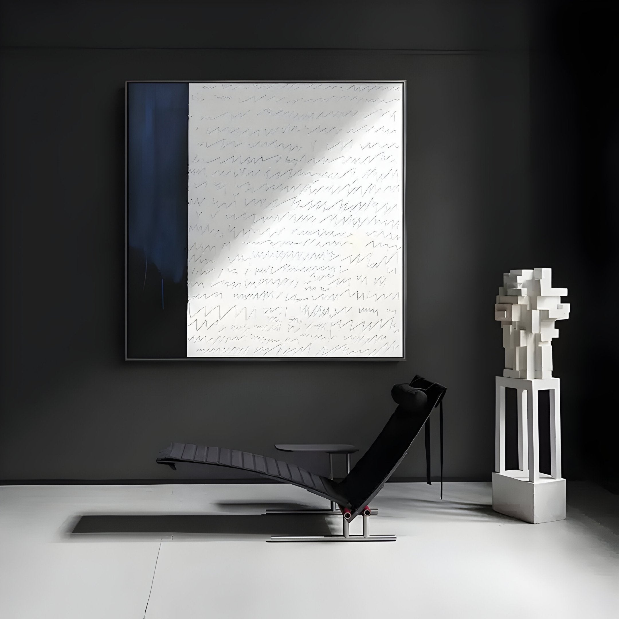 Skriva Indigo Script Textured 3D Carving Wall Art