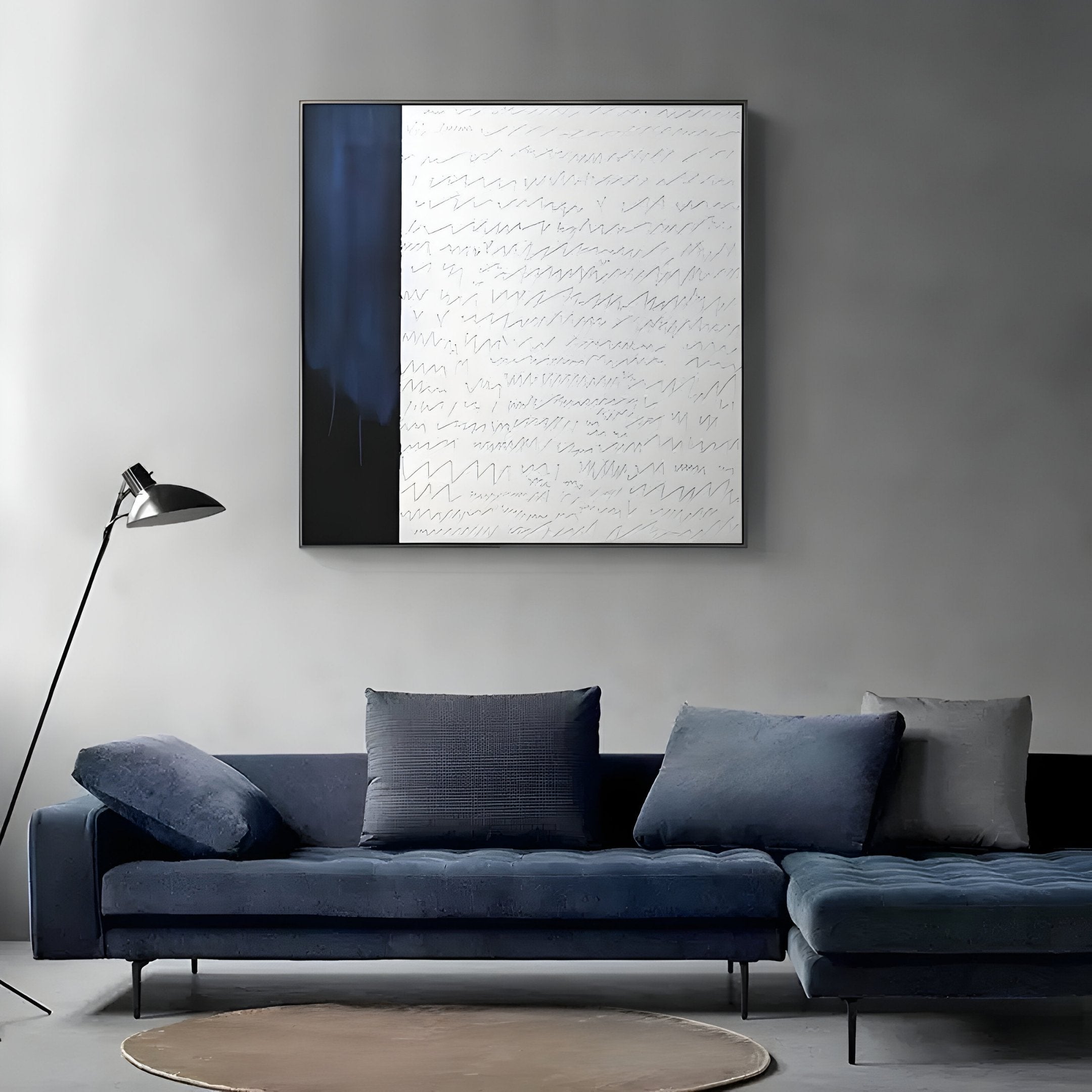 Skriva Indigo Script Textured 3D Carving Wall Art