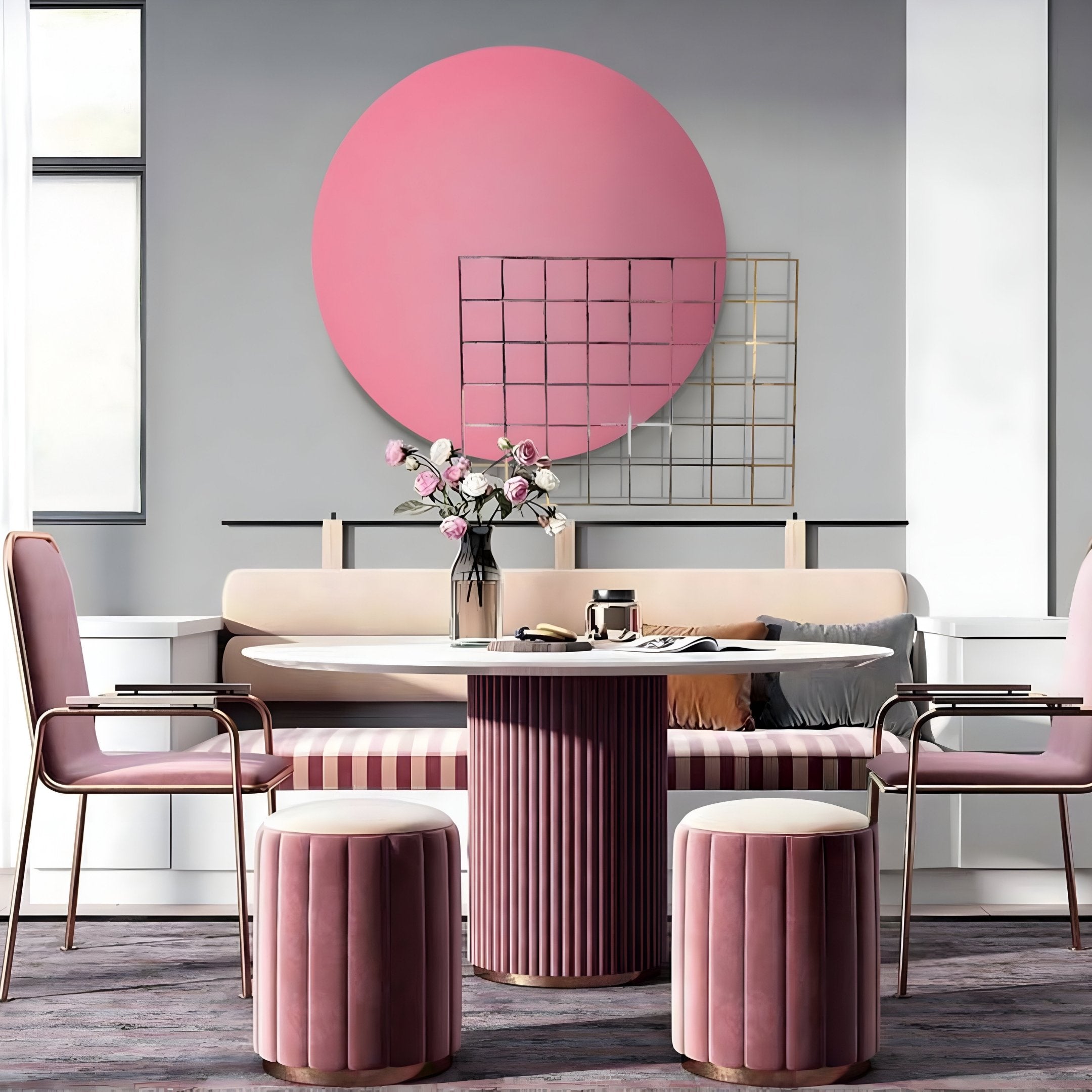 Orivis Rose Disc Metal Grid 3D Wall Art