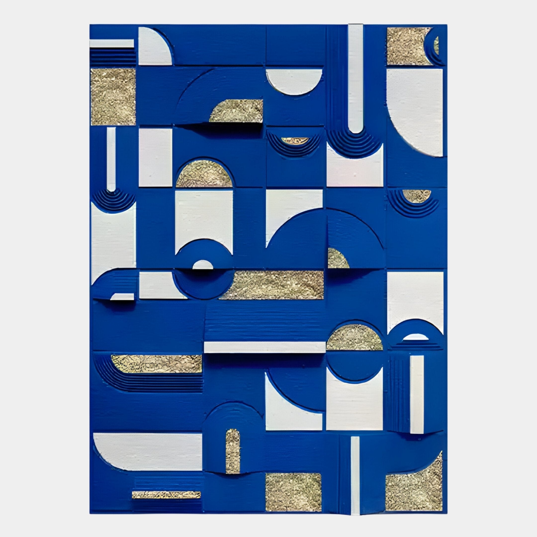 Moduvo Gold Accent Blue 3D Carving Wall Art