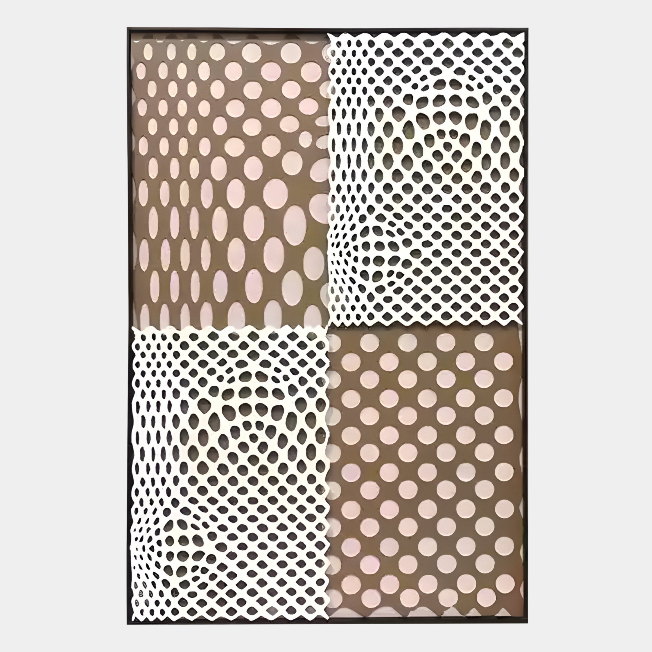 Virelli Taupe Grid Dot Mesh 3D Carving Wall Art