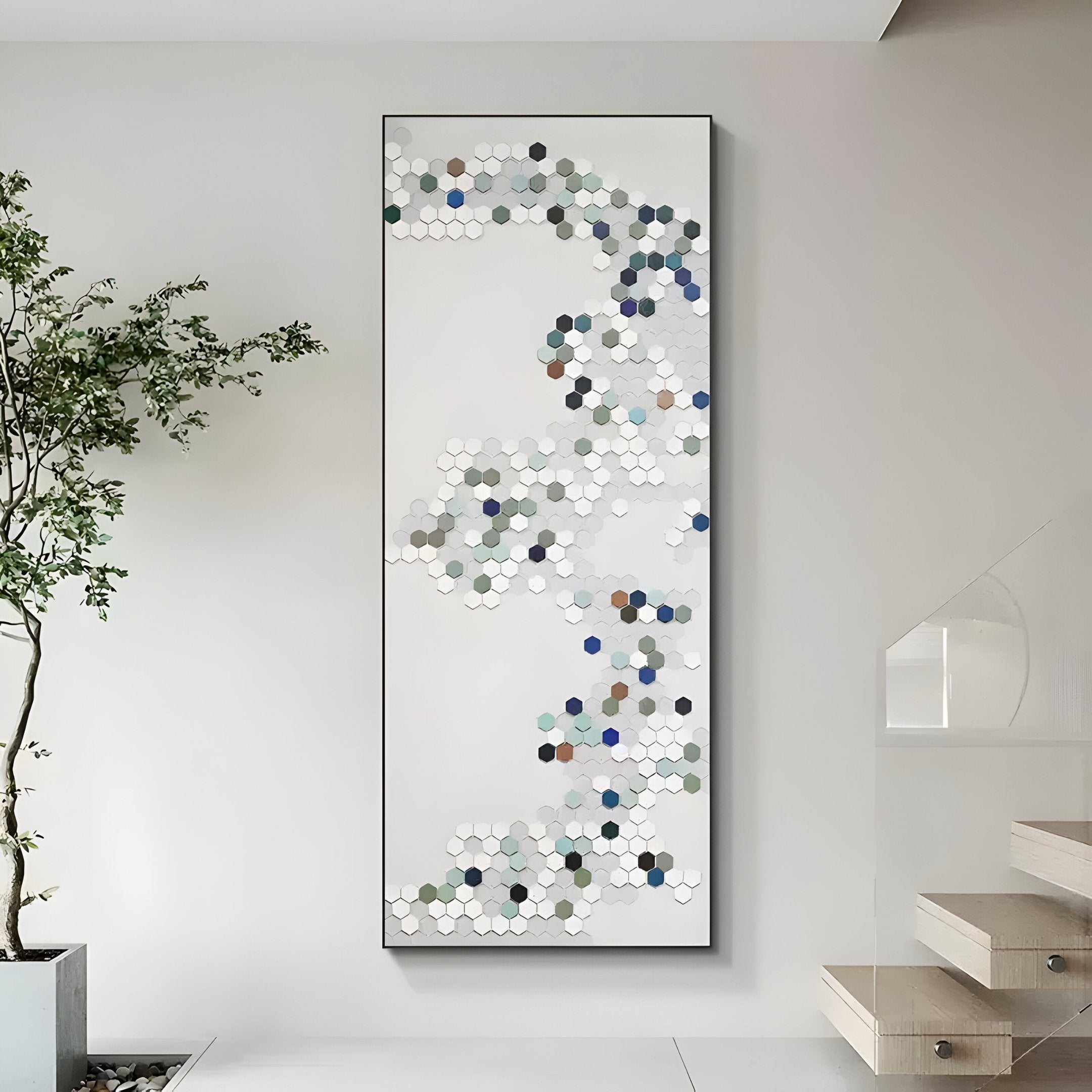 Hexara Vertical I Block Mosaic 3D Wall Art