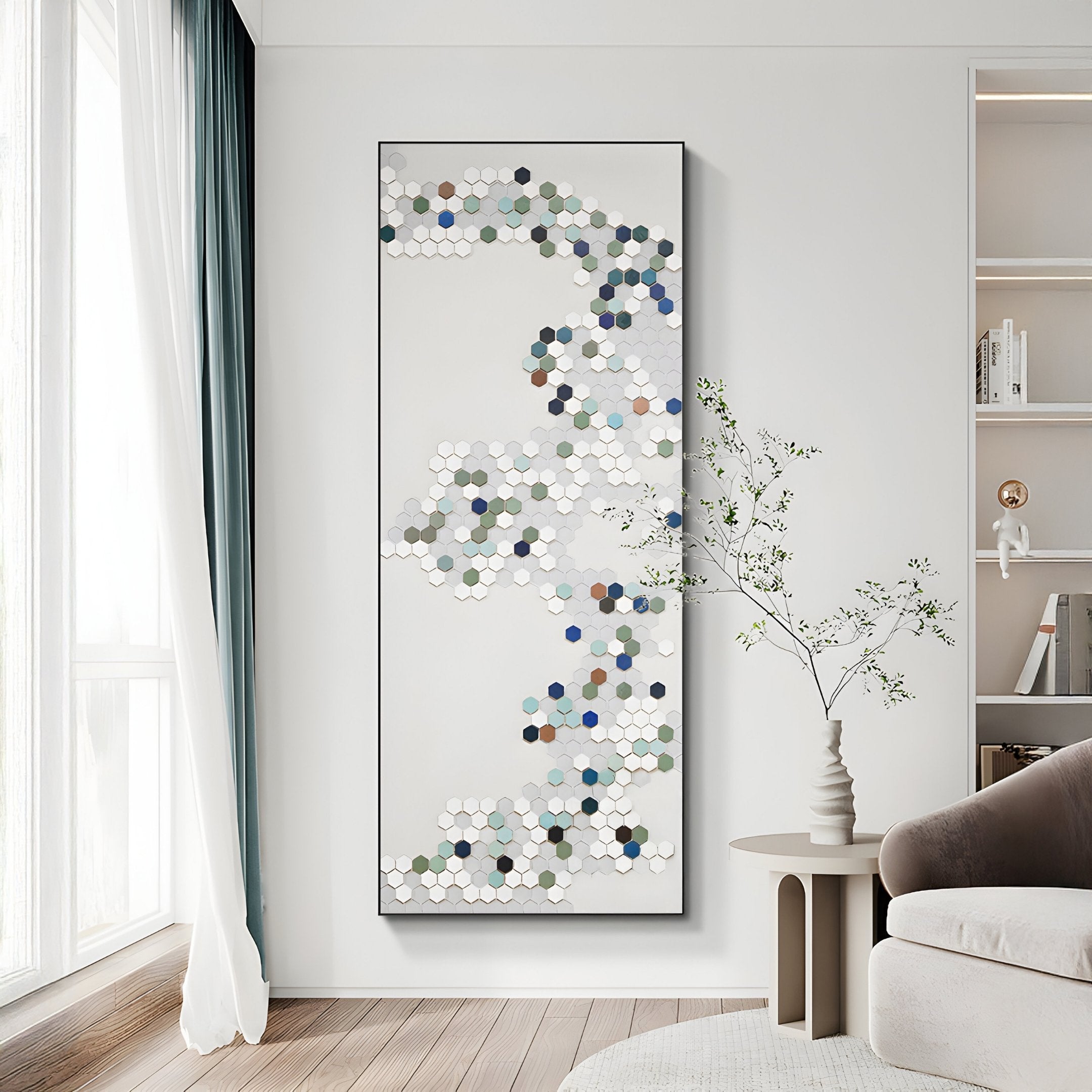 Hexara Vertical I Block Mosaic 3D Wall Art