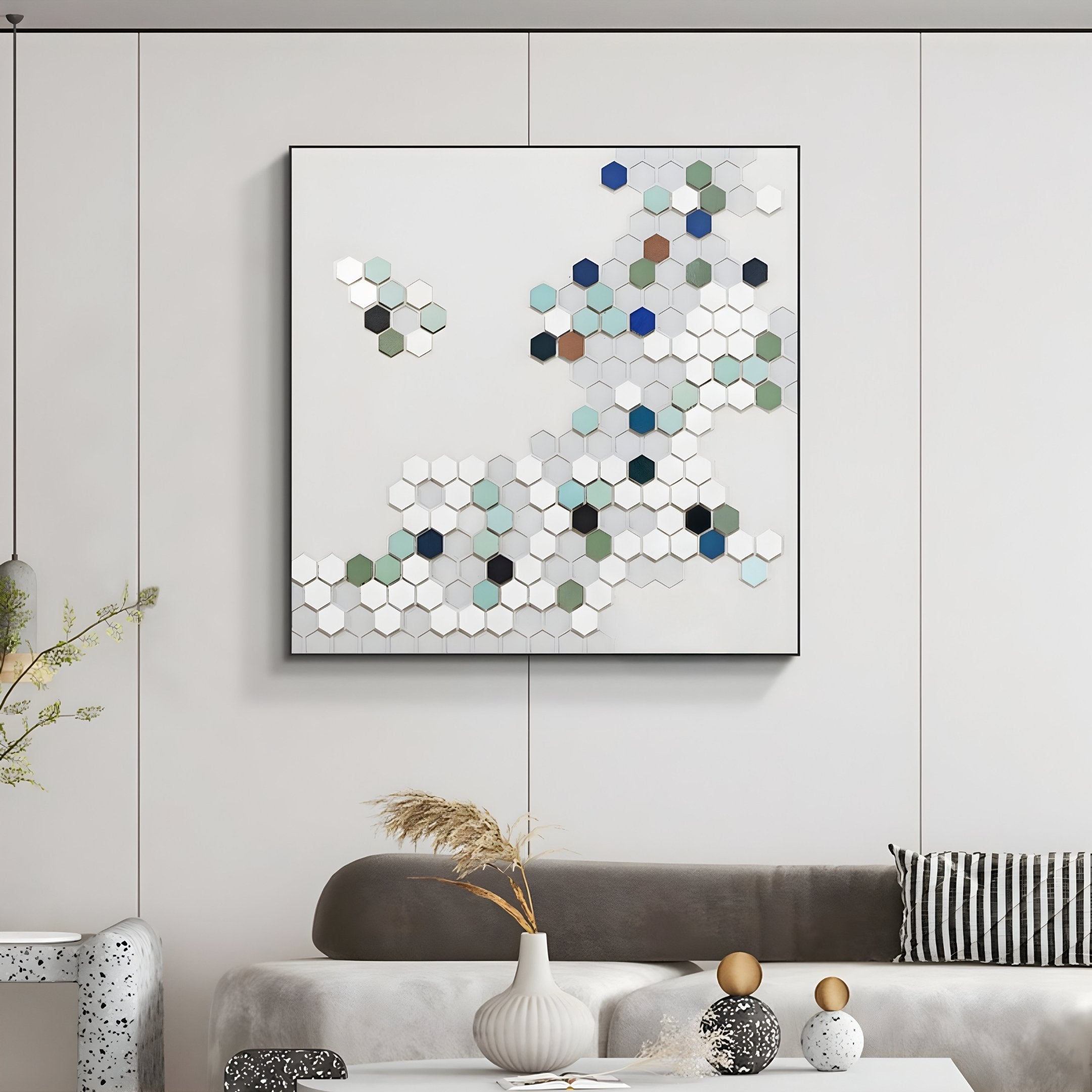 Hexara Square I Block Mosaic 3D Wall Art