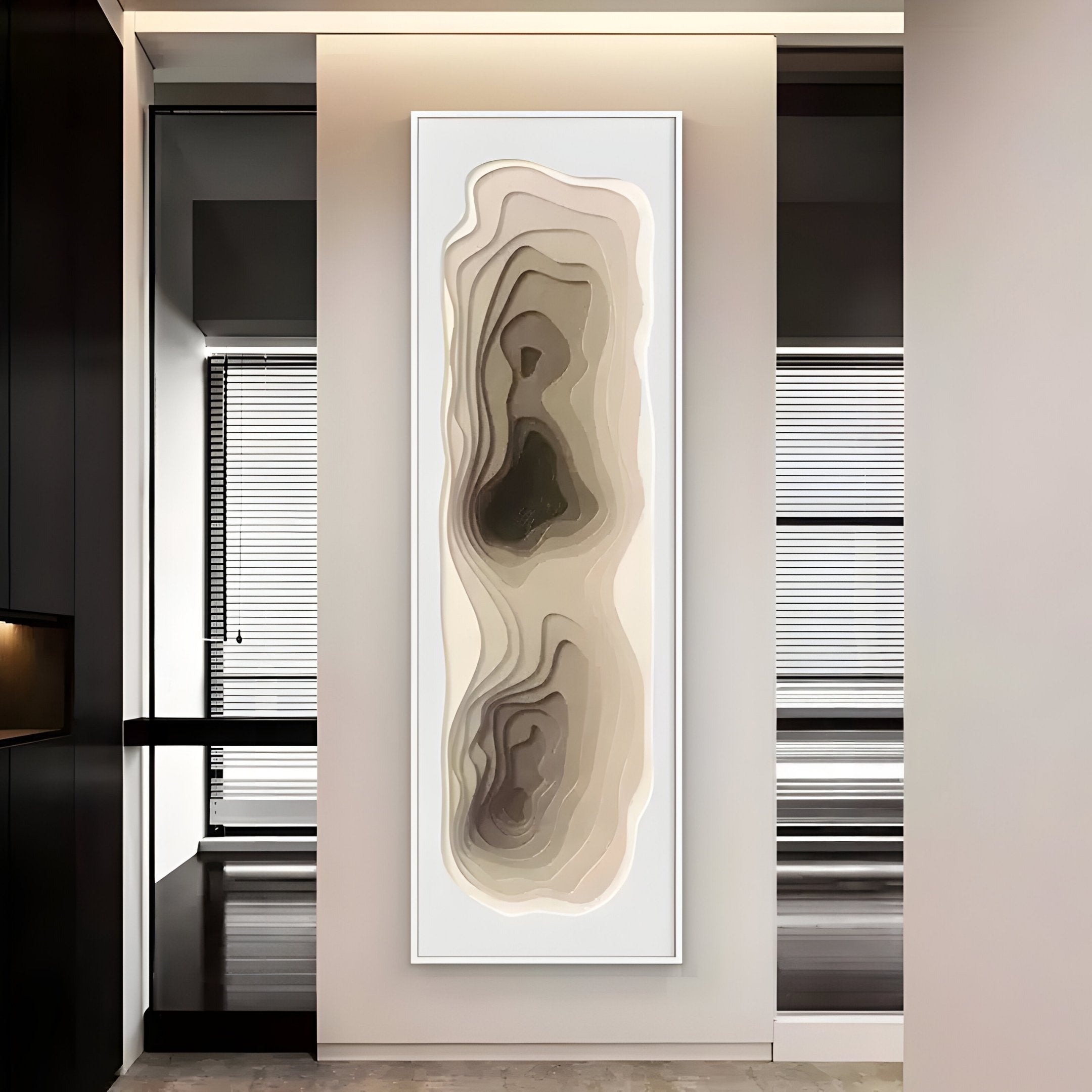 Bathys Beige Gradient Carved 3D Wall Art