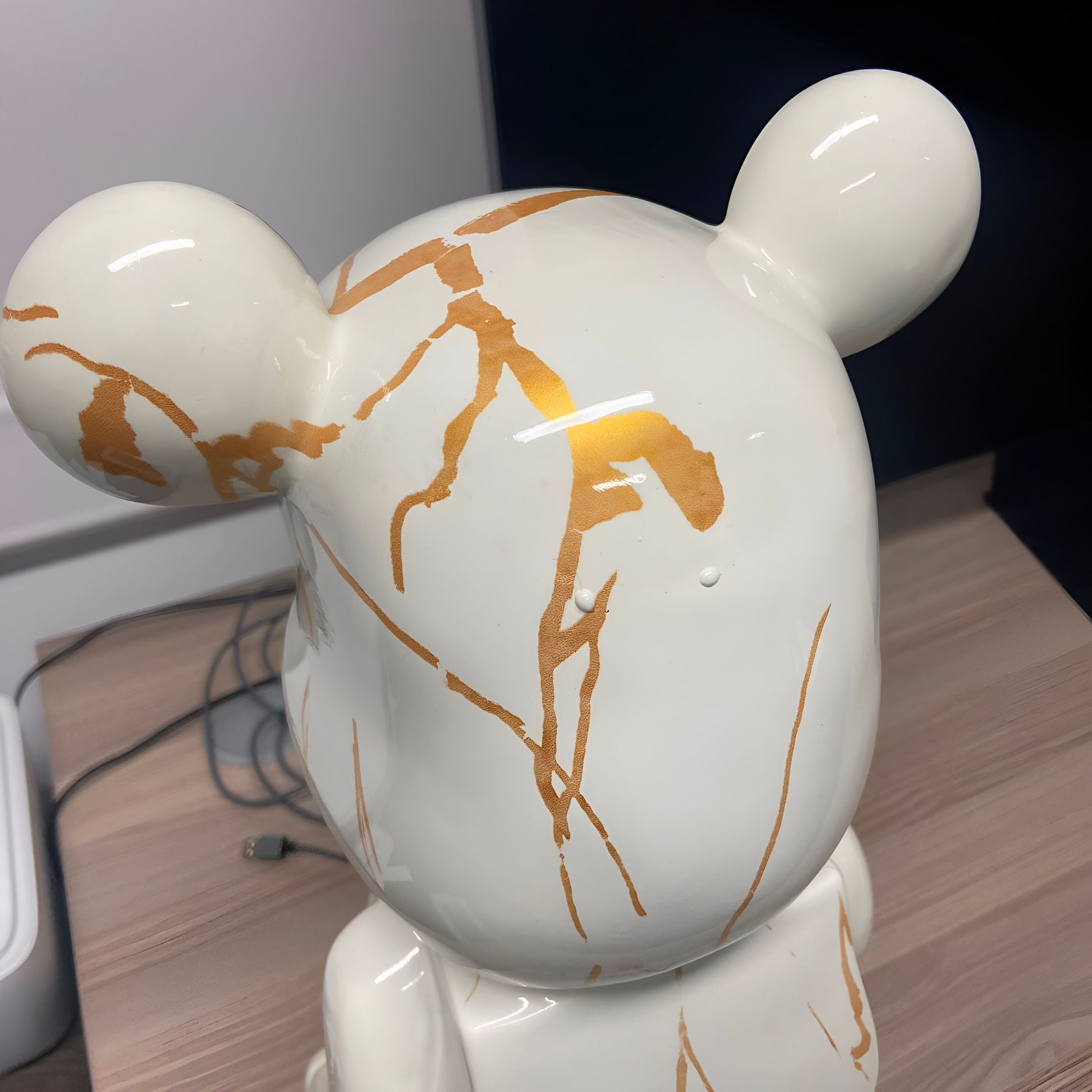 Golden Luster Bear Sculpture - 50cm (Ex-Display, Surface Marks)