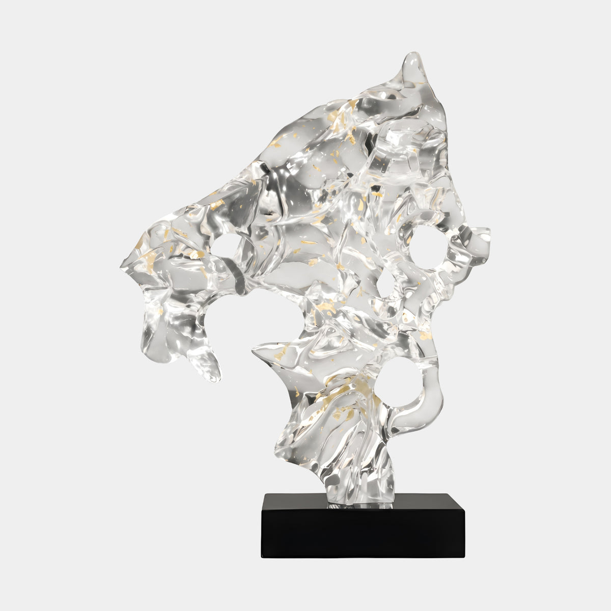 Clear Gold Fleck Spiked Fanned Shell Resin Sculpture - 63cm