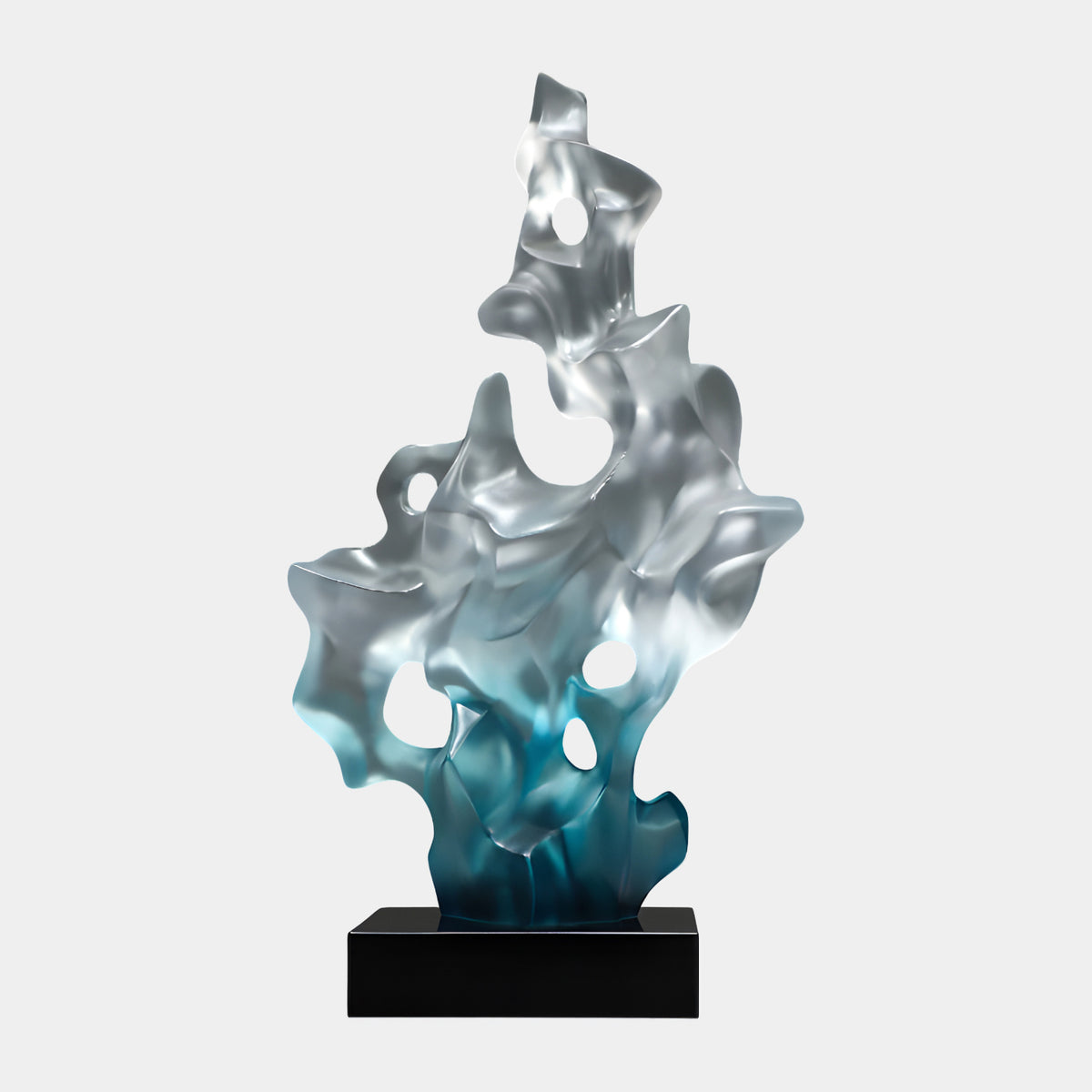 Frosted Grey & Teal Flame Form Resin Sculpture - 76cm
