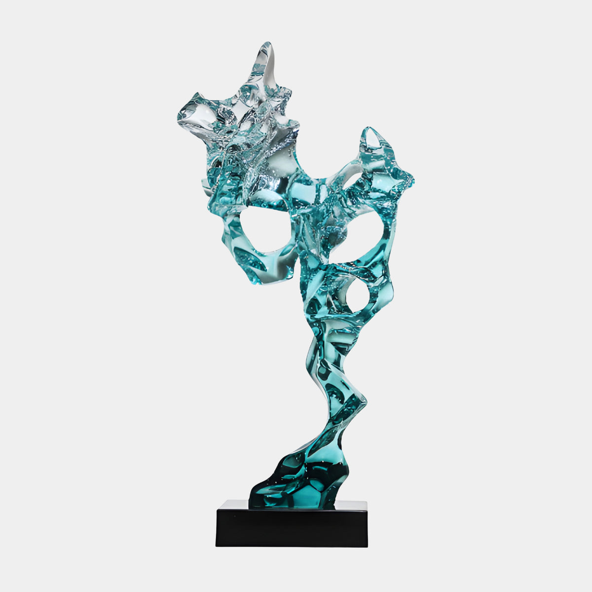 Teal Branching Scholar's Rock Resin Sculpture - 86cm