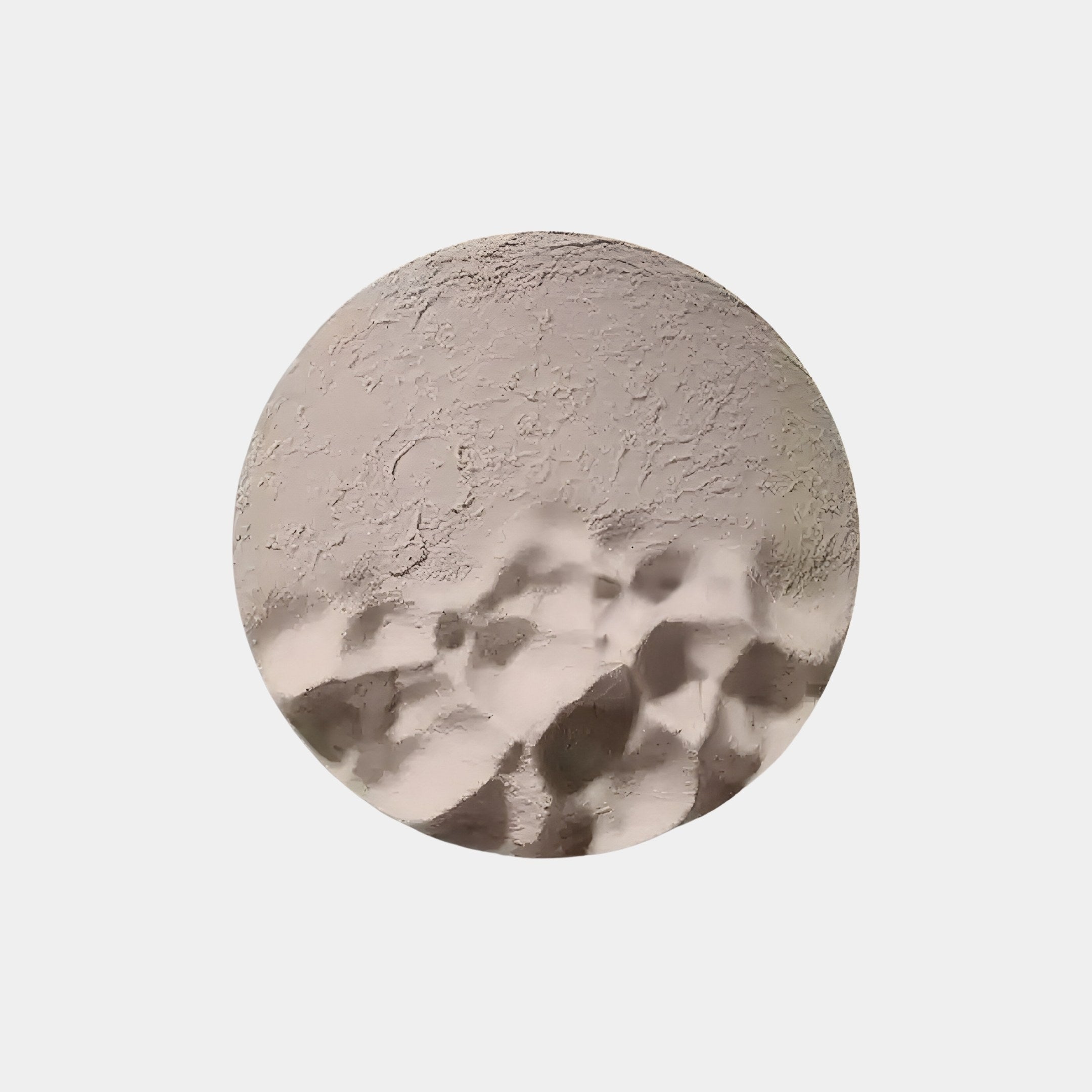The Solivis Sand Round 3D Wood Relief Wall Art by Giant Sculptures features a textured, cracked clay-like surface that evokes nature. Abstract shapes with a metallic finish below create a stunning contrast, making this earthy piece striking wall art.