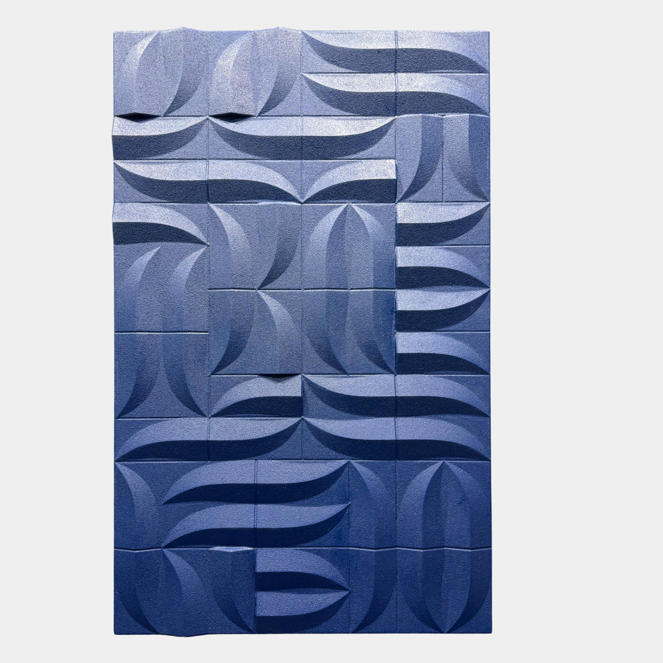 Ombra Blue Hand-Painted Sandstone 3D Wood Relief Wall Art