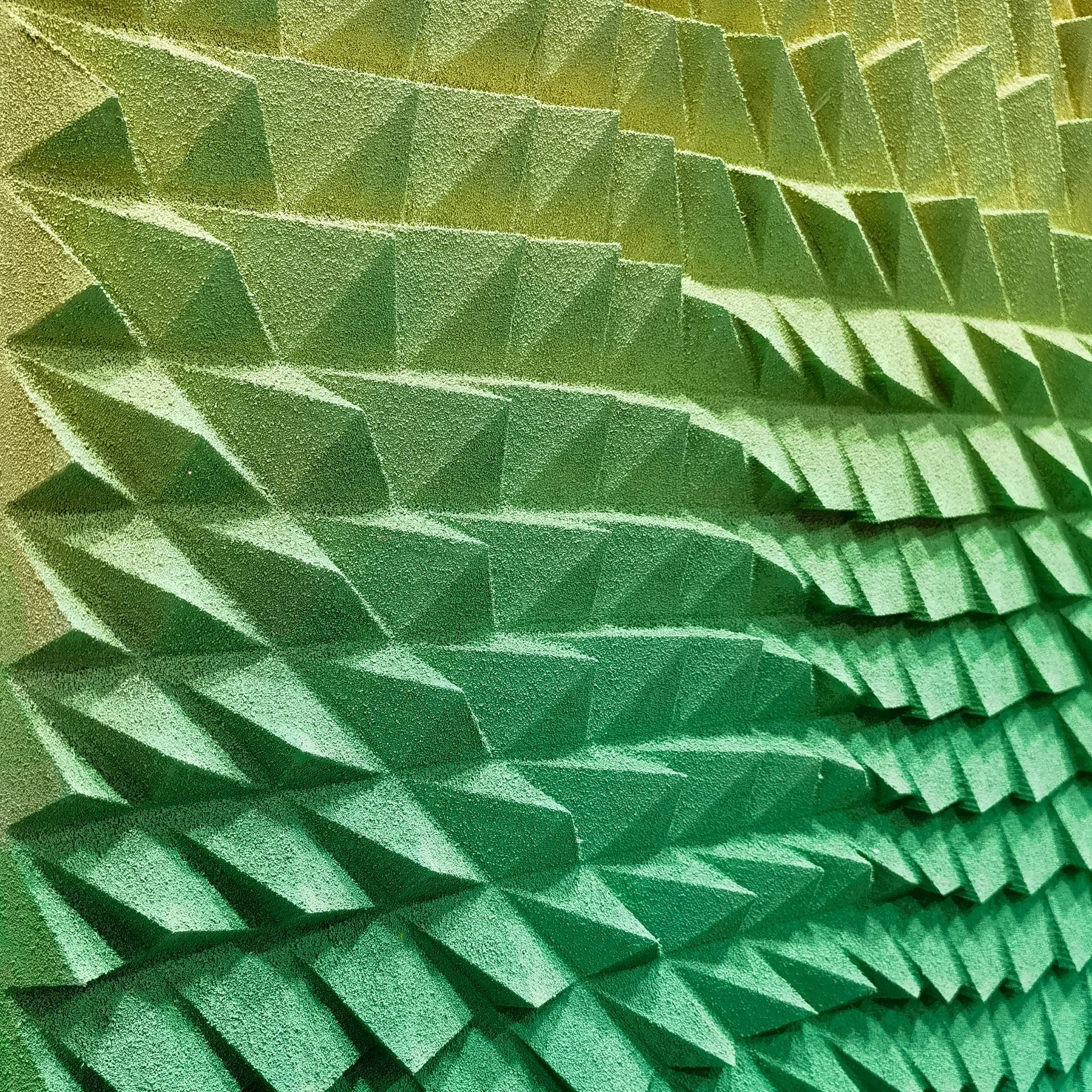 Elorium Green Gradient Hand-Painted Wood Relief 3D Wall Art
