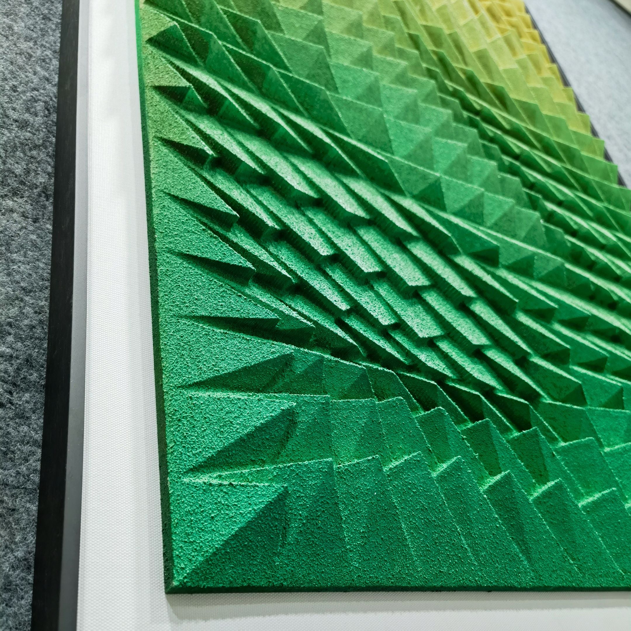 Elorium Green Gradient Hand-Painted Wood Relief 3D Wall Art
