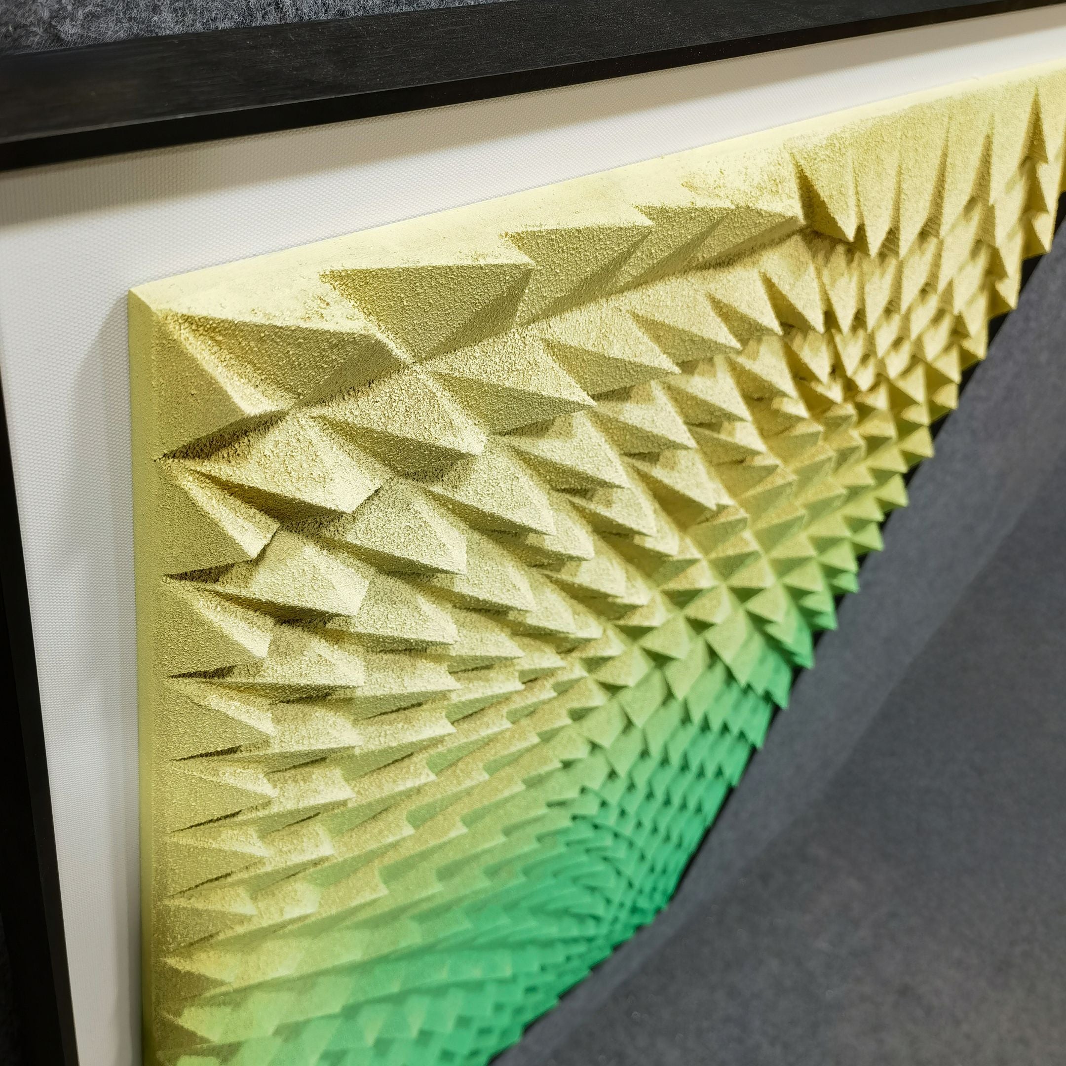 Elorium Green Gradient Hand-Painted Wood Relief 3D Wall Art
