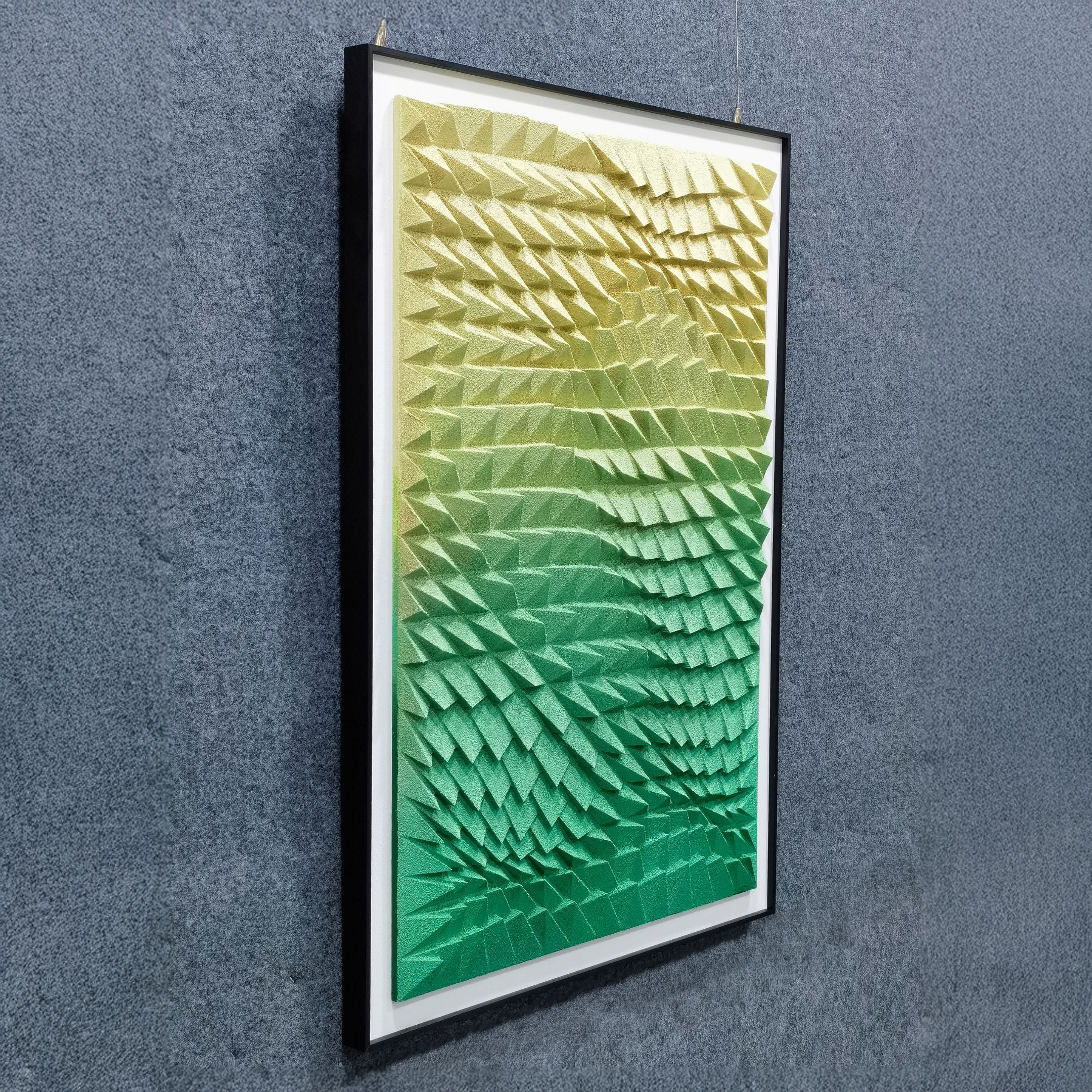 Elorium Green Gradient Hand-Painted Wood Relief 3D Wall Art