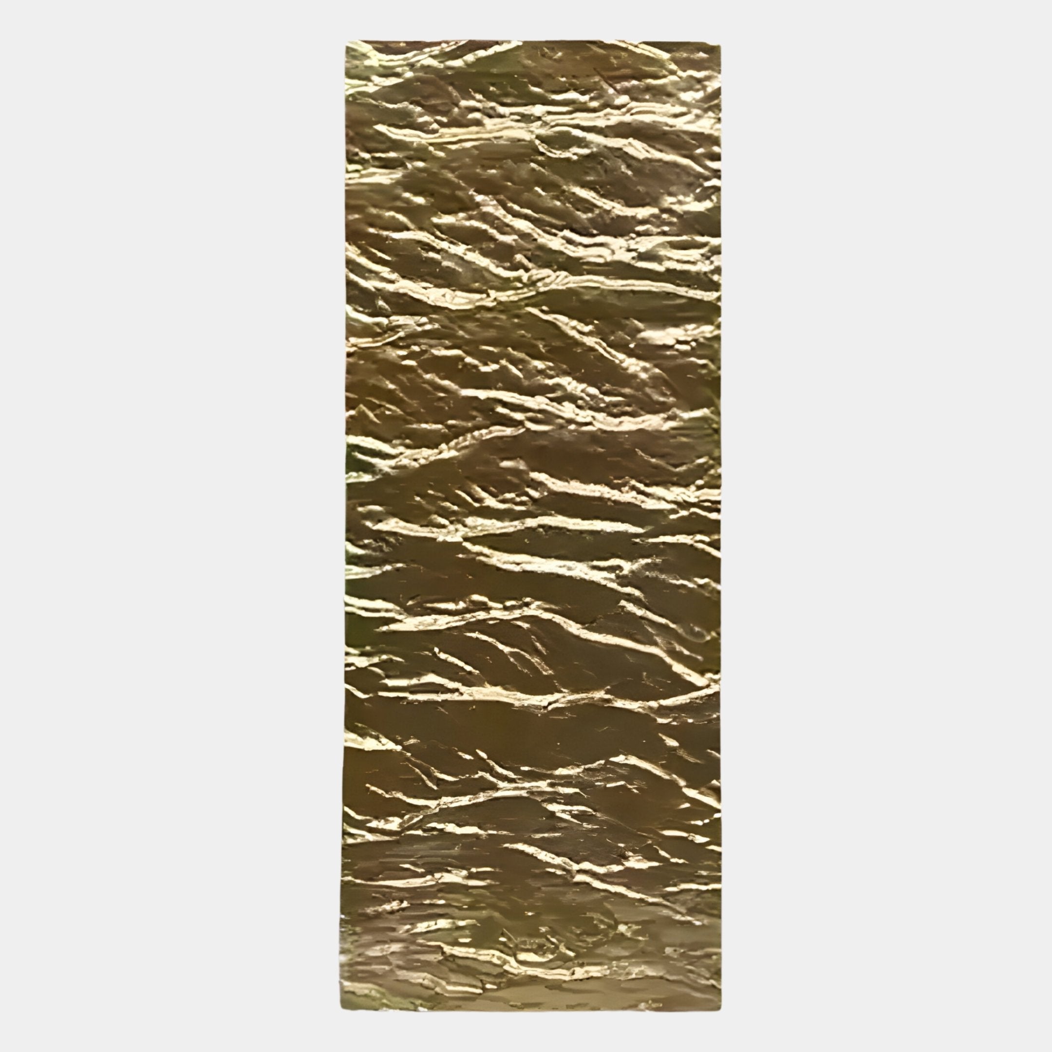 The Illume Gold II Hand-Painted Wood Relief 3D Wall Art by Giant Sculptures features a textured, crumpled gold surface, bringing modern elegance to contemporary decor—ideal as striking wall art against a plain white background.