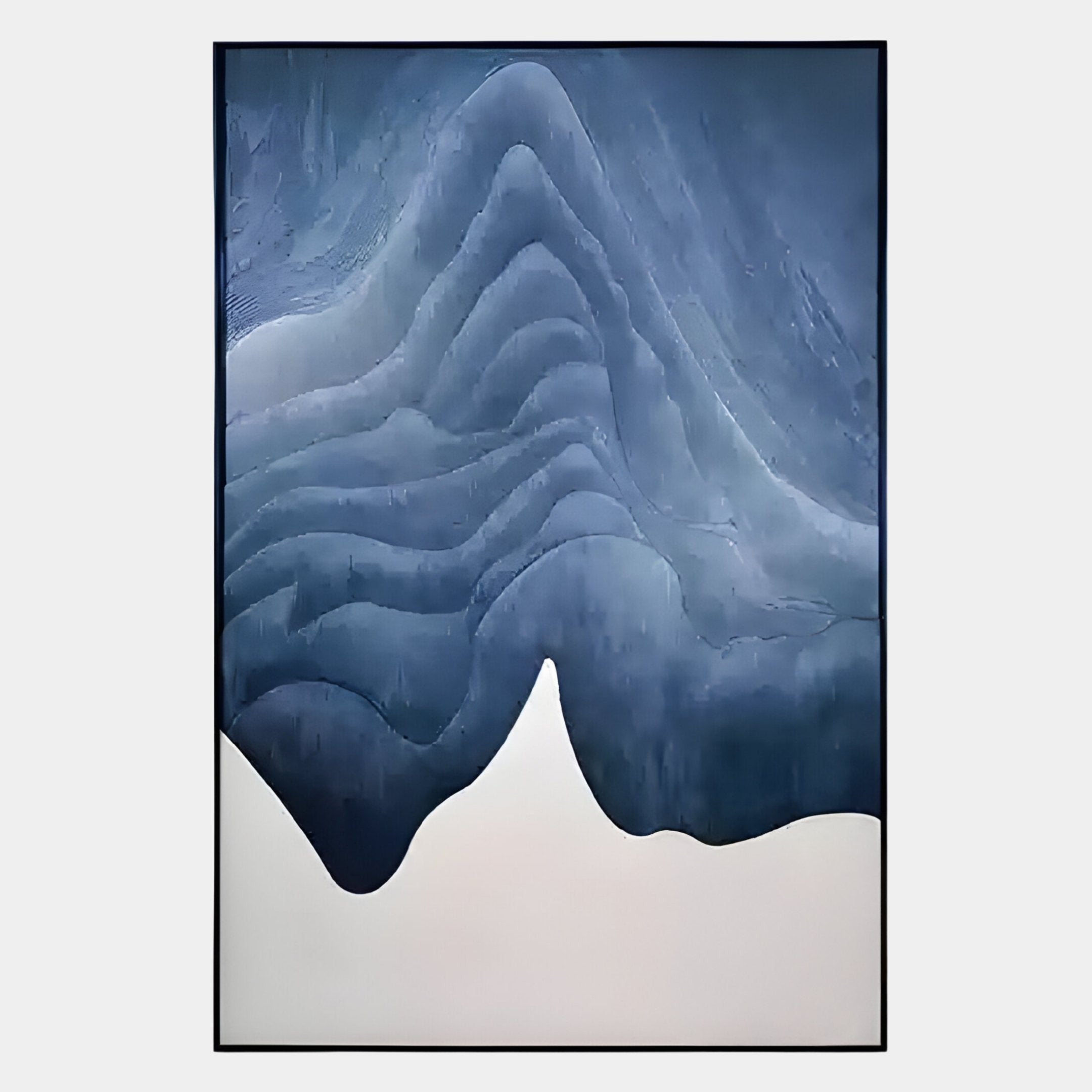 Celoria Azure Tide Wood Carving 3D Wall Art by Giant Sculptures features layered, wave-like blue forms above white, with smooth gradients and organic curves for a minimal, modern look inspired by stylized mountains and topography.