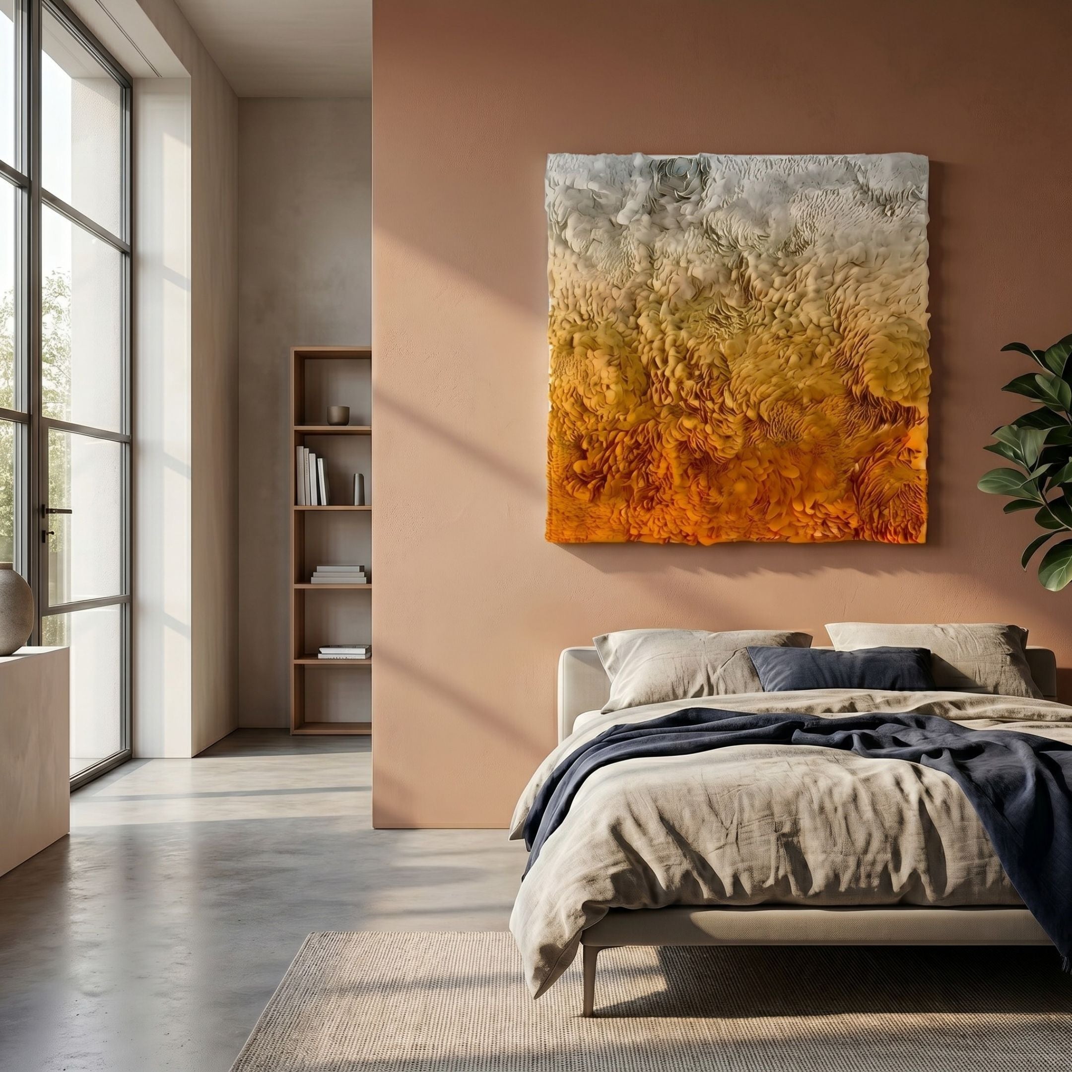Auralith Amber Fade Layered Leather & Acrylic 3D Wall Art