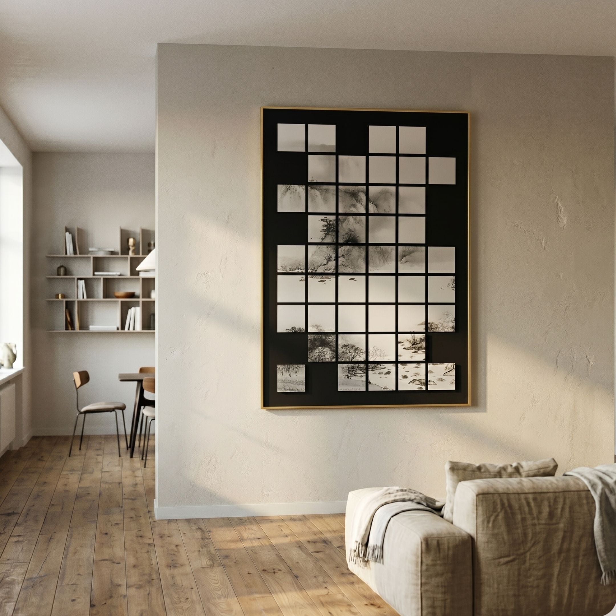 Kanshiro Black Panelled Landscape Acrylic 3D Wall Art