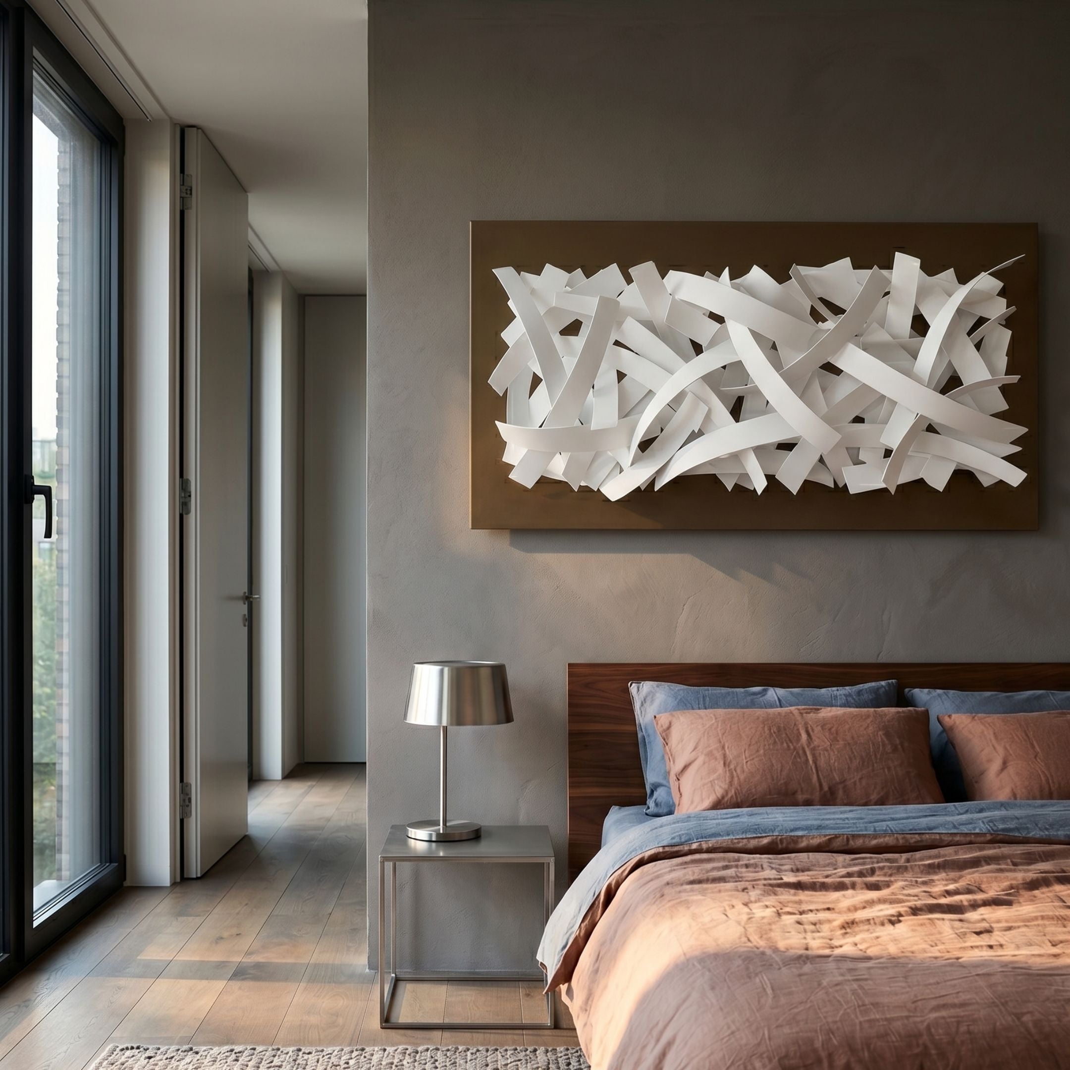 Stravira Copper II Sculptural White Metal 3D Wall Art