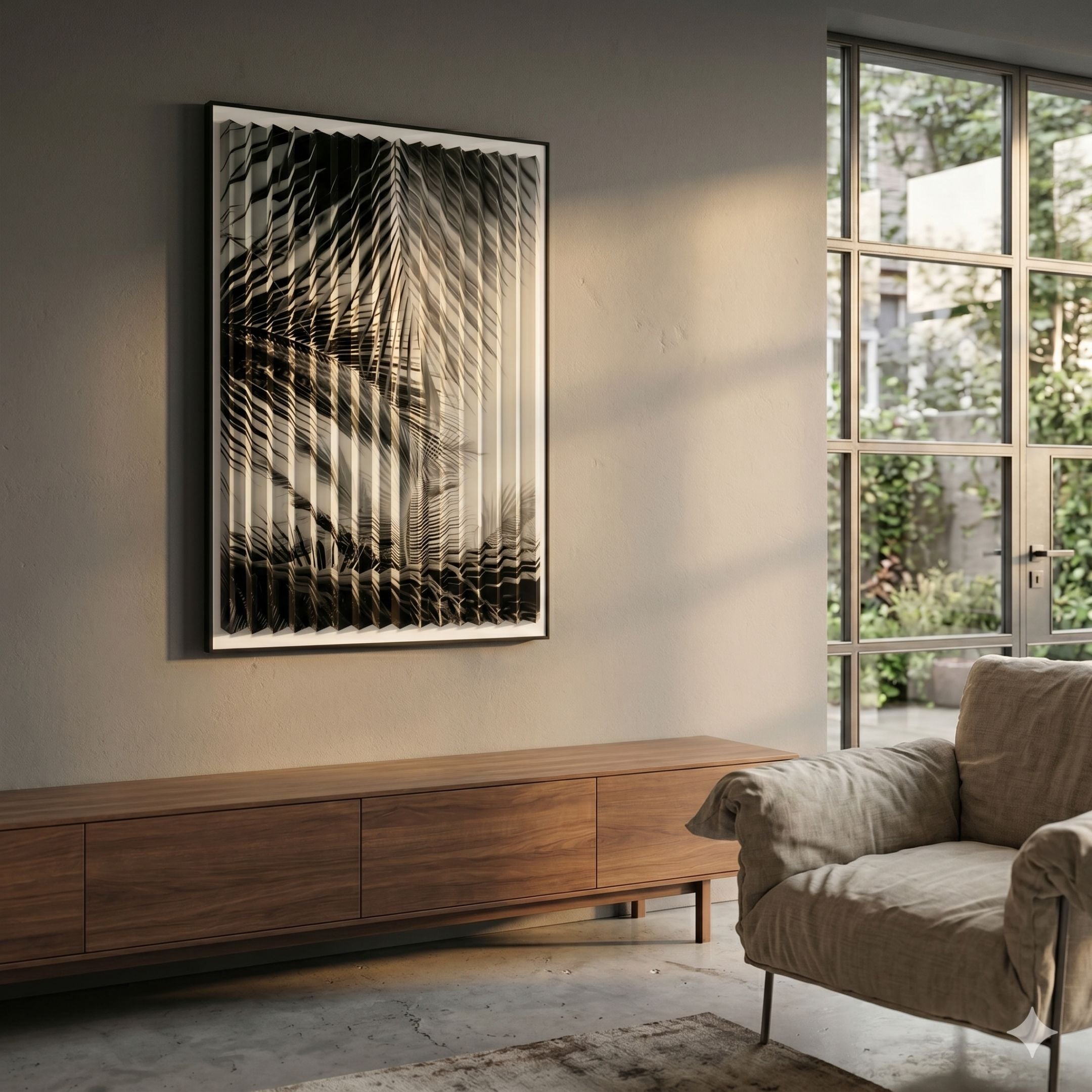 Flutara Palm Monochrome Folded Acrylic 3D Wall Art