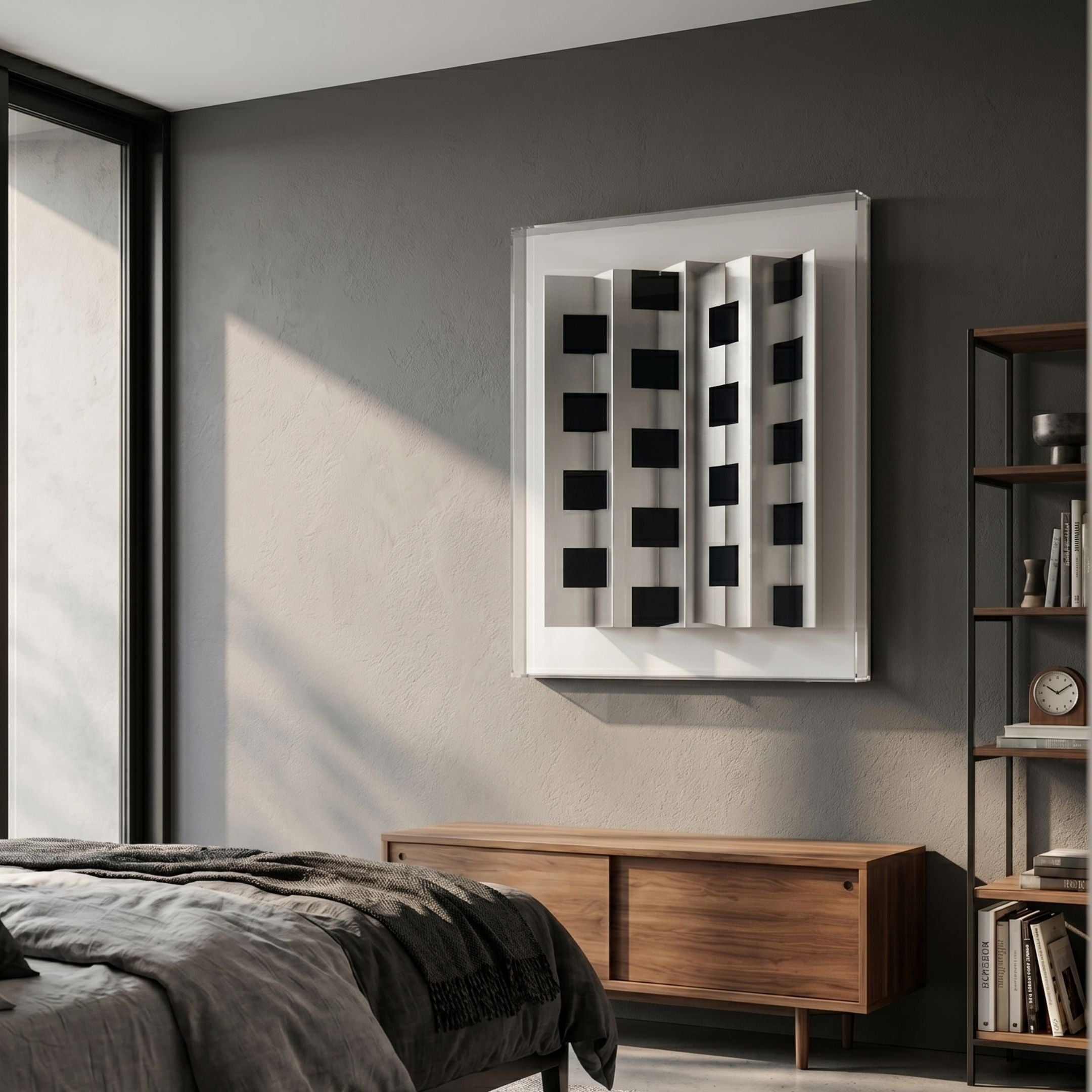 Gridure Black & White Panel Acrylic 3D Wall Art
