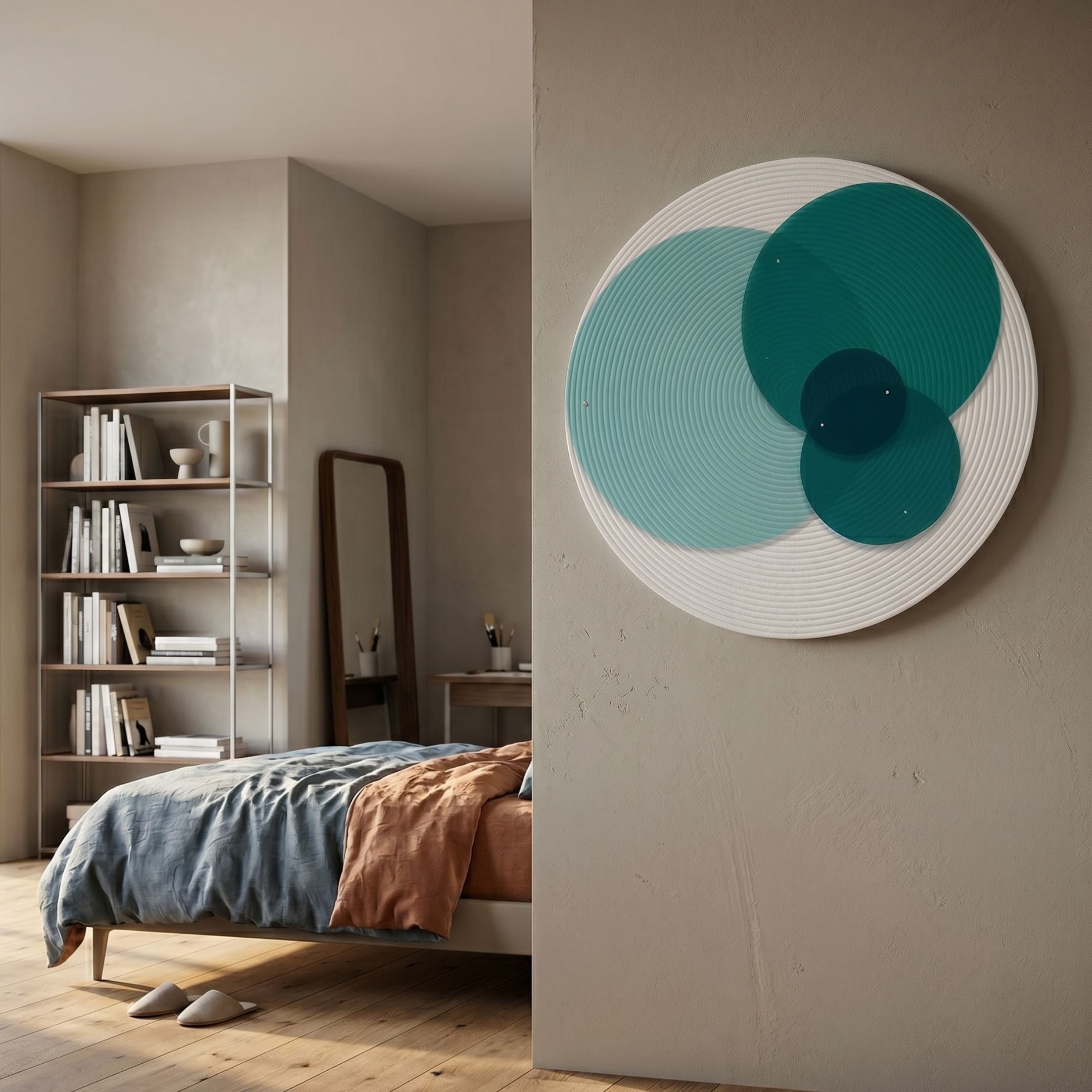 Volyra Teal Trio Disc Wood & Acrylic 3D Wall Art