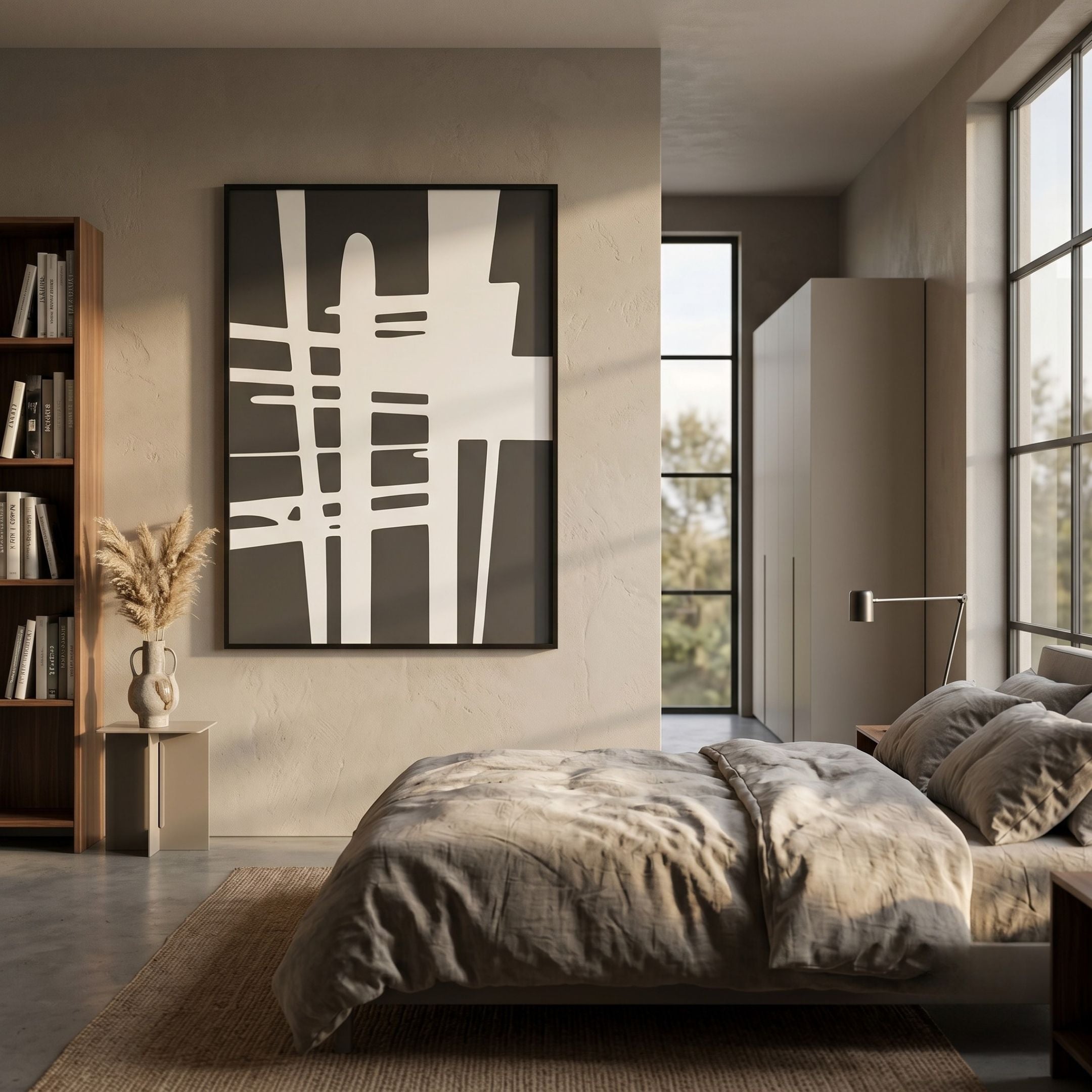 Deralin Charcoal Grid Abstract 3D Carving Wall Art