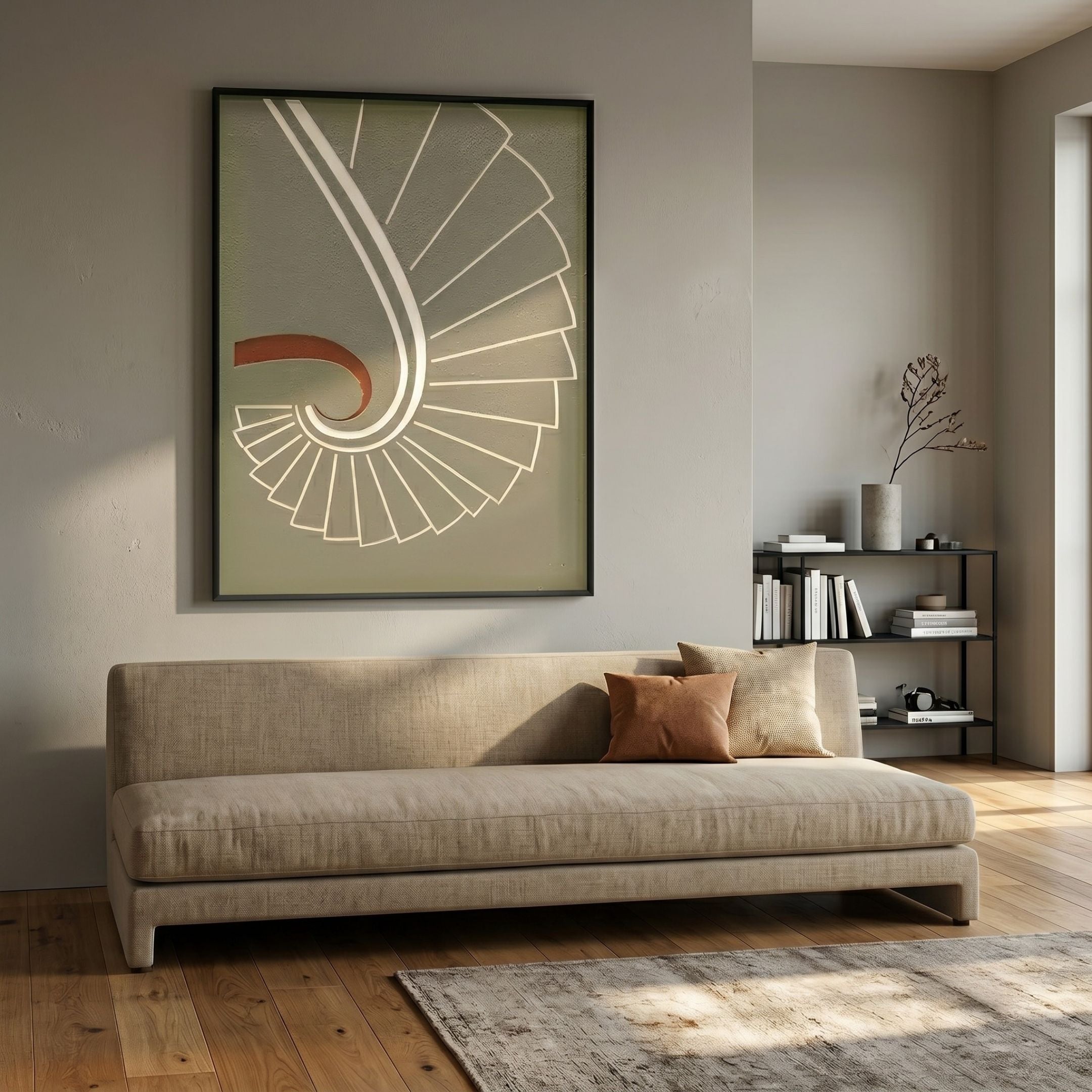 Kairo Spiral Sweep Olive 3D Carving Wall Art