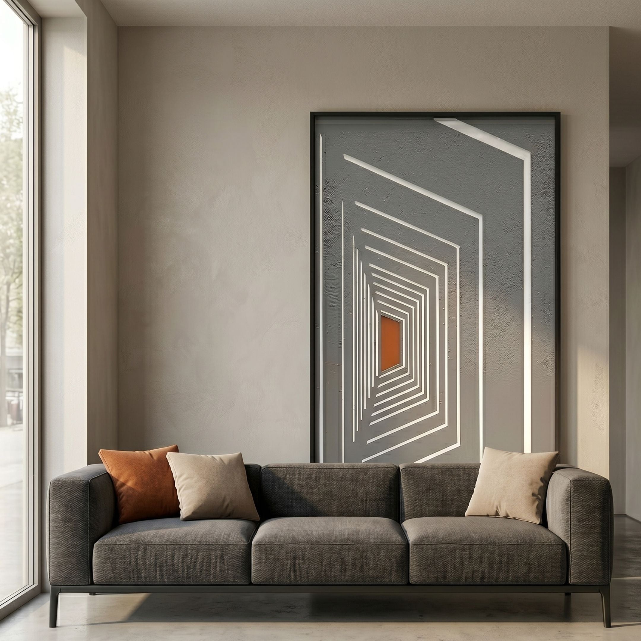 Kairo Linear Depth Grey 3D Carving Wall Art