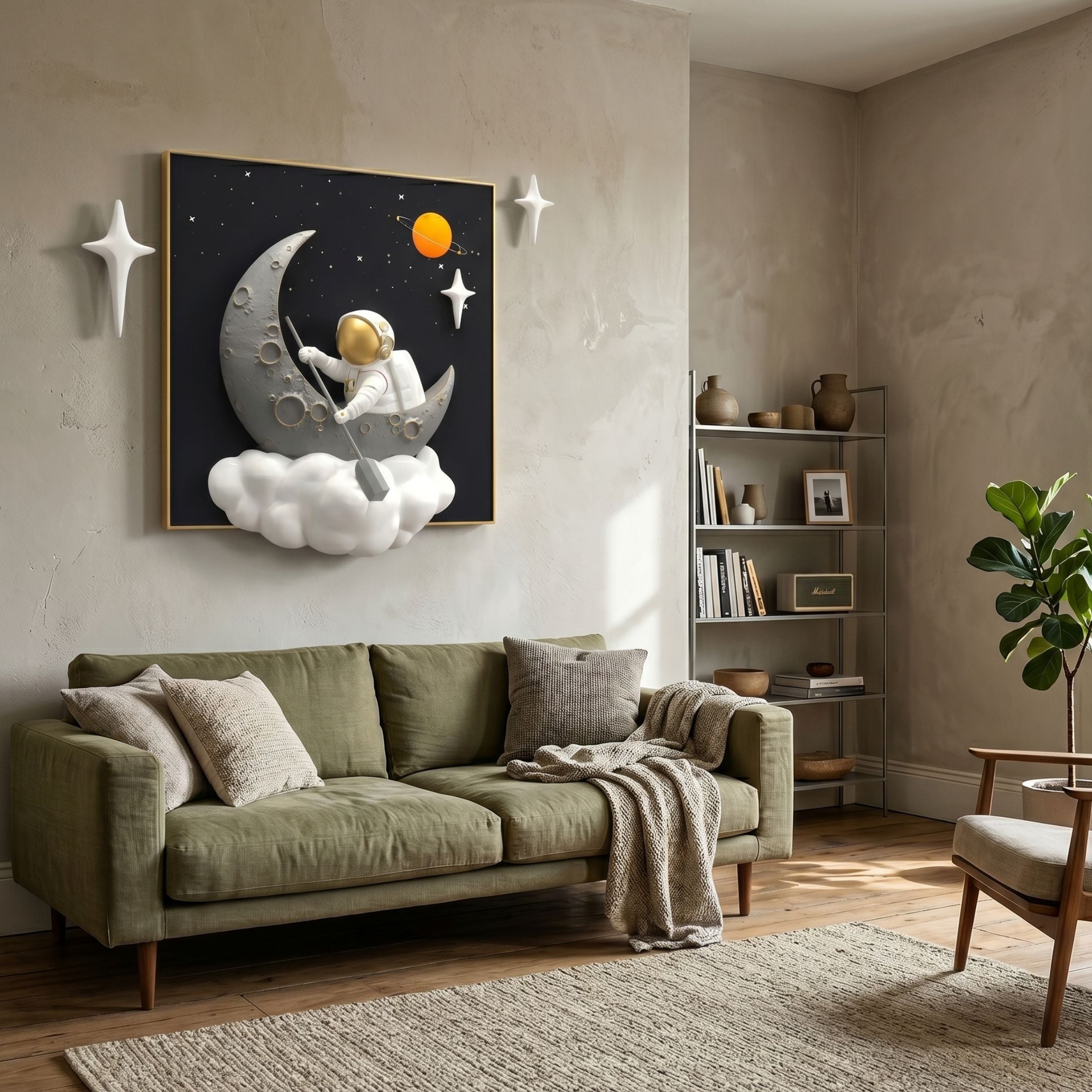 3D MoonSail Astronaut Starry Wall Art
