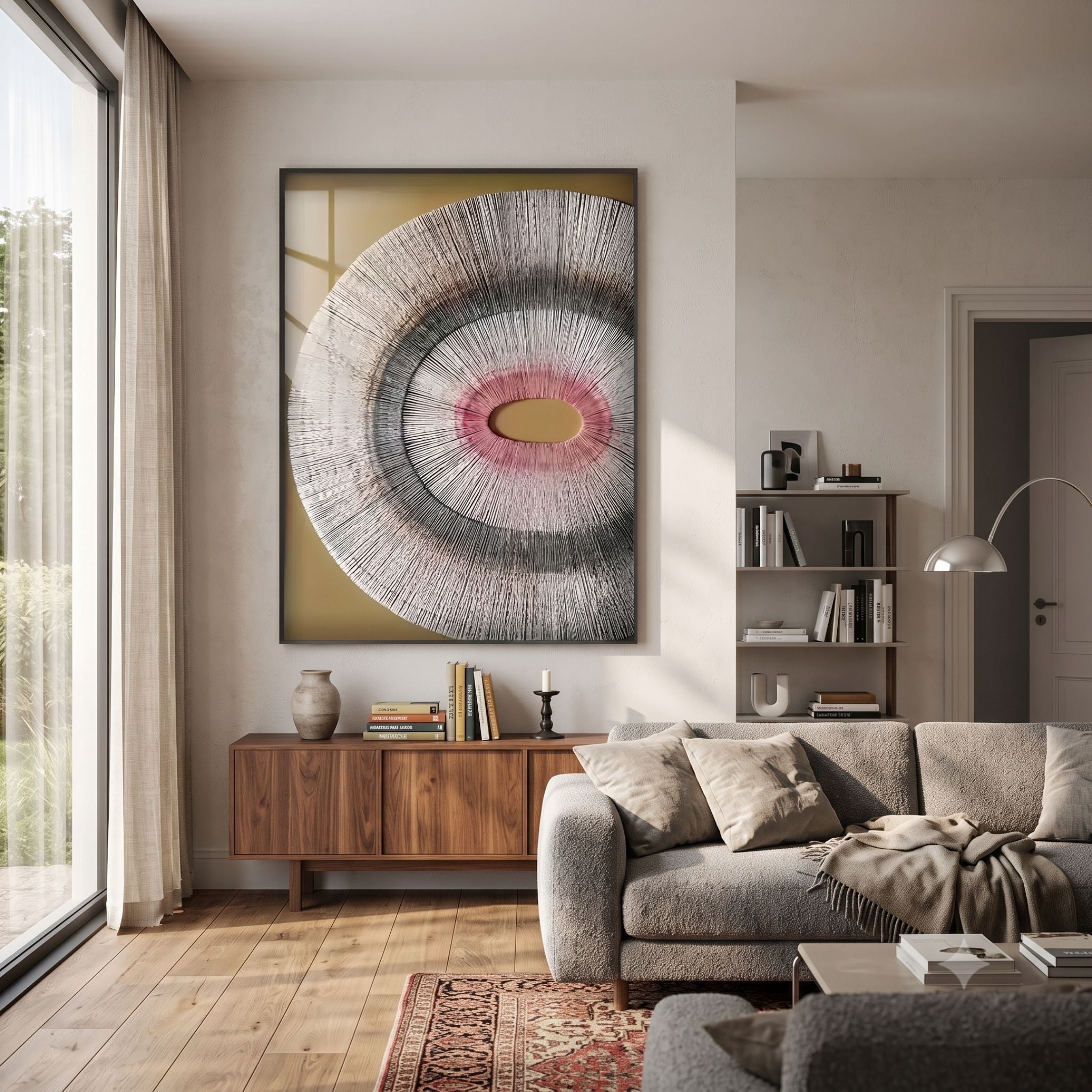 Auralis Pink Accent Concentric Circular Cardboard Craft Wall Art