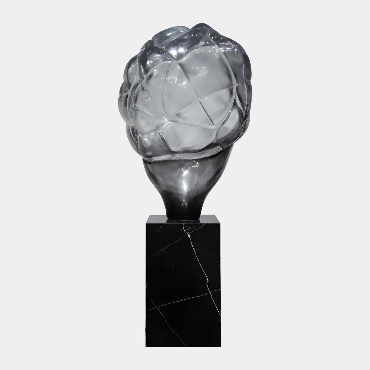 Smoked Grey & Clear Lobed Crown Resin Sculpture - 248cm