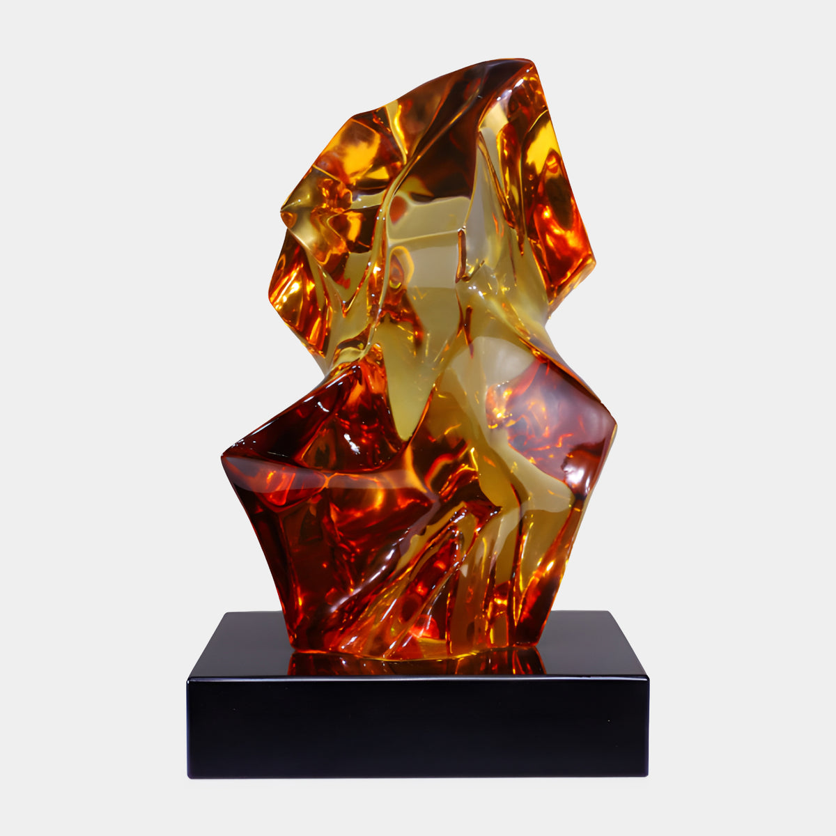 Amber Crystalline Faceted Mass Resin Sculpture - 52cm